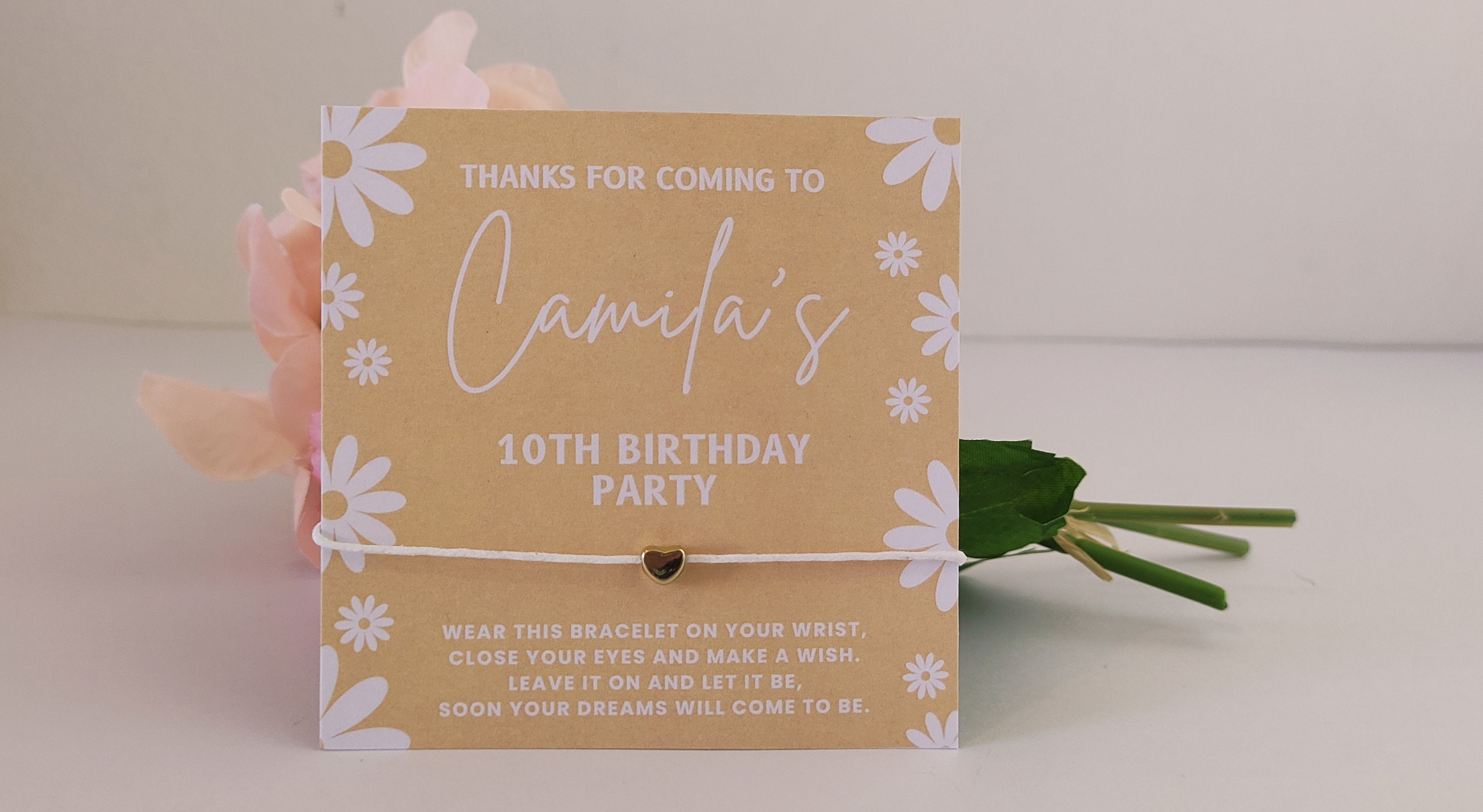 Daisy Personalized Wish Bracelet Party Favor