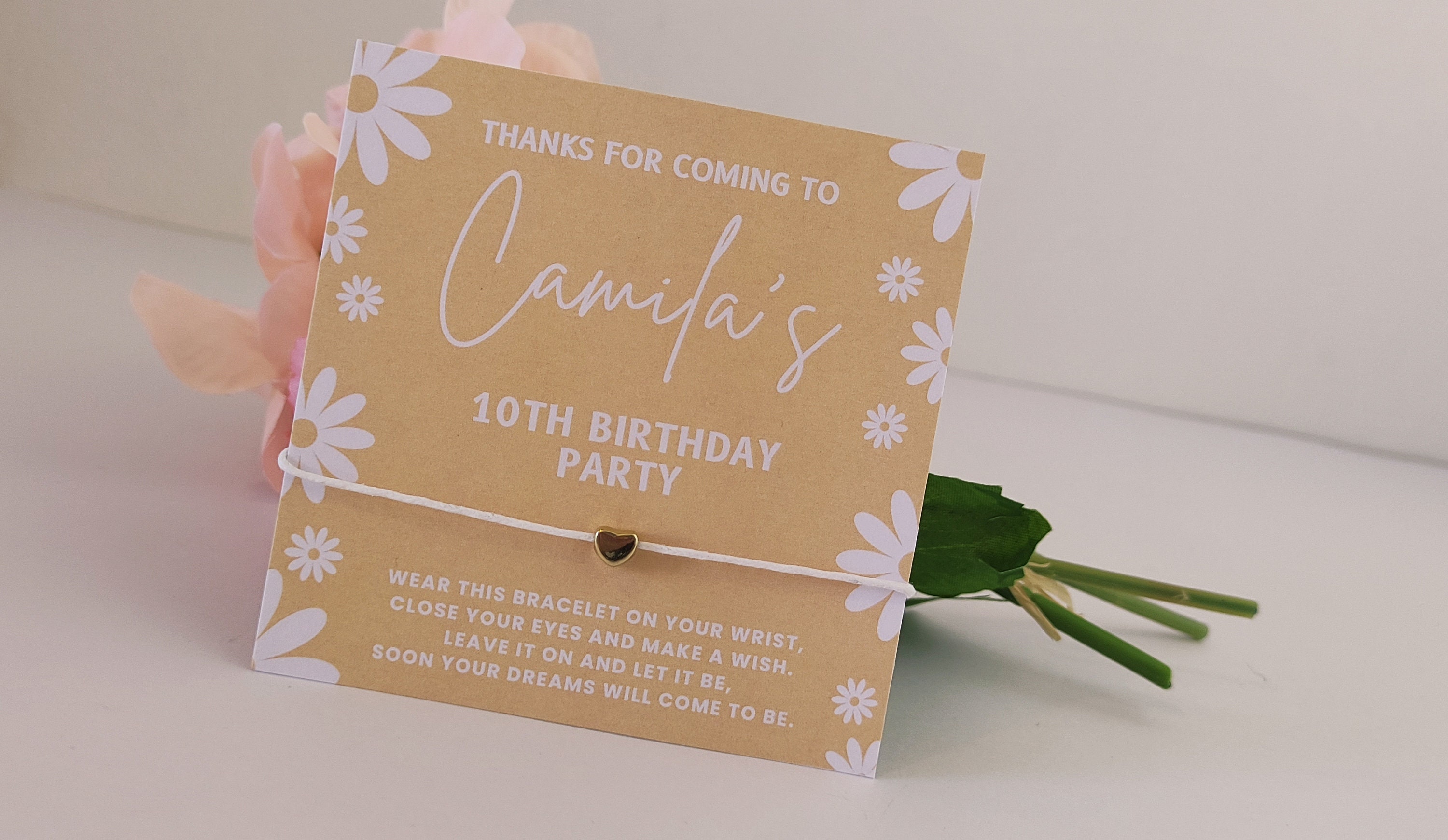 Daisy Personalized Wish Bracelet Party Favor
