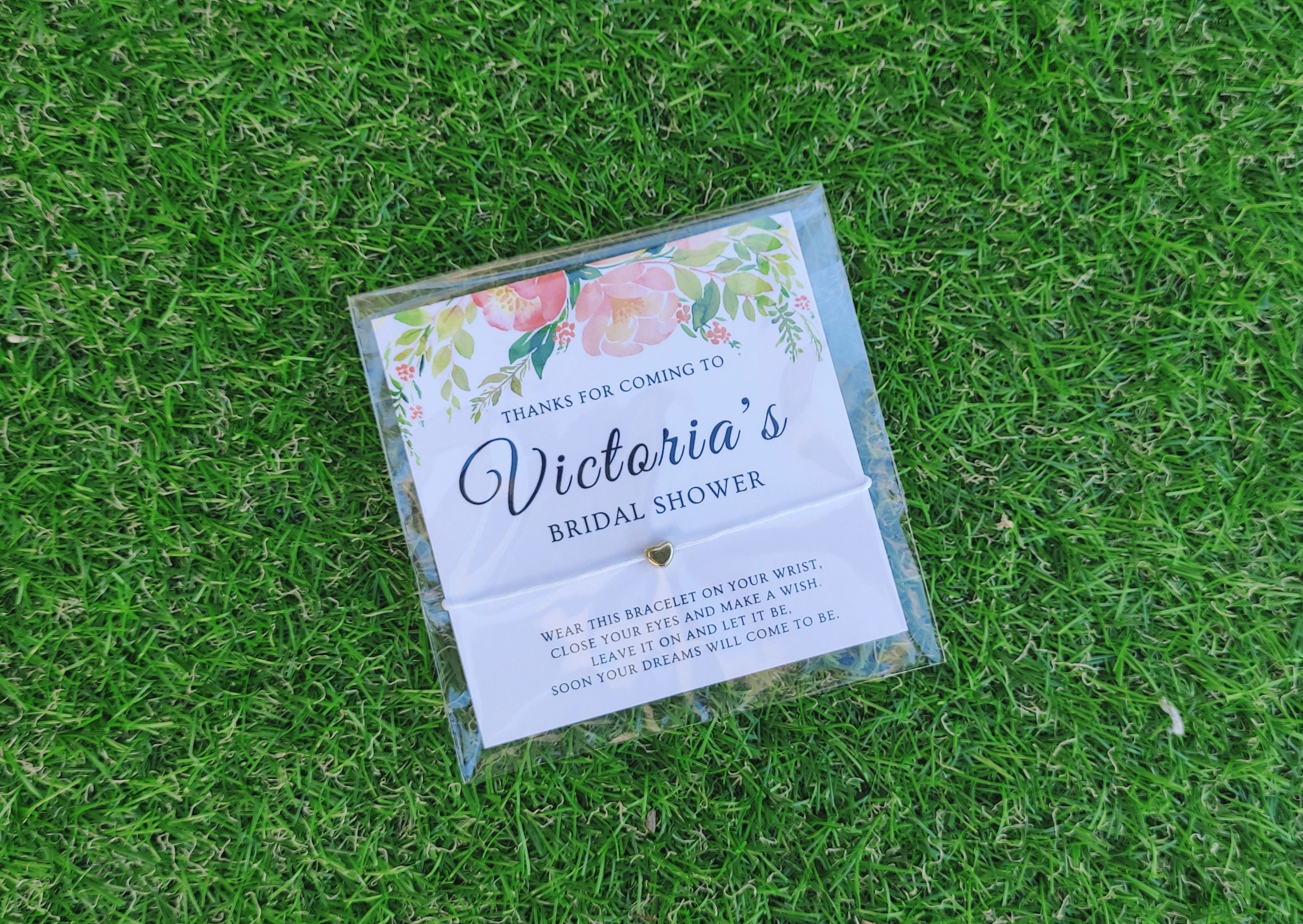 Floral Bridal Shower Wish Bracelet Favors
