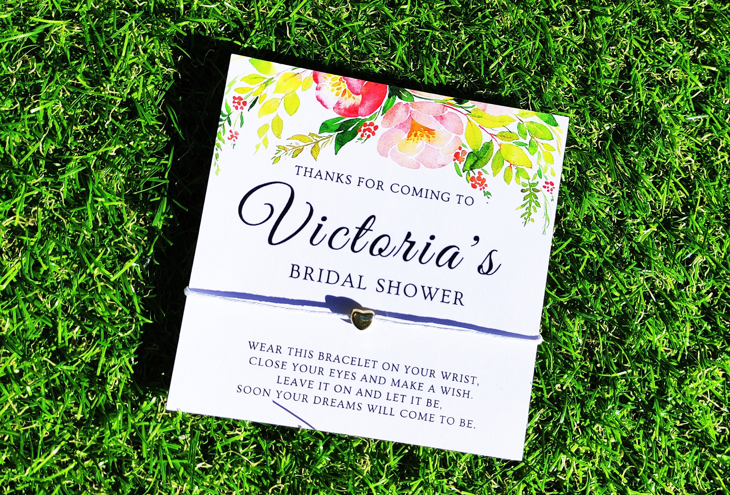 Floral Bridal Shower Wish Bracelet Favors