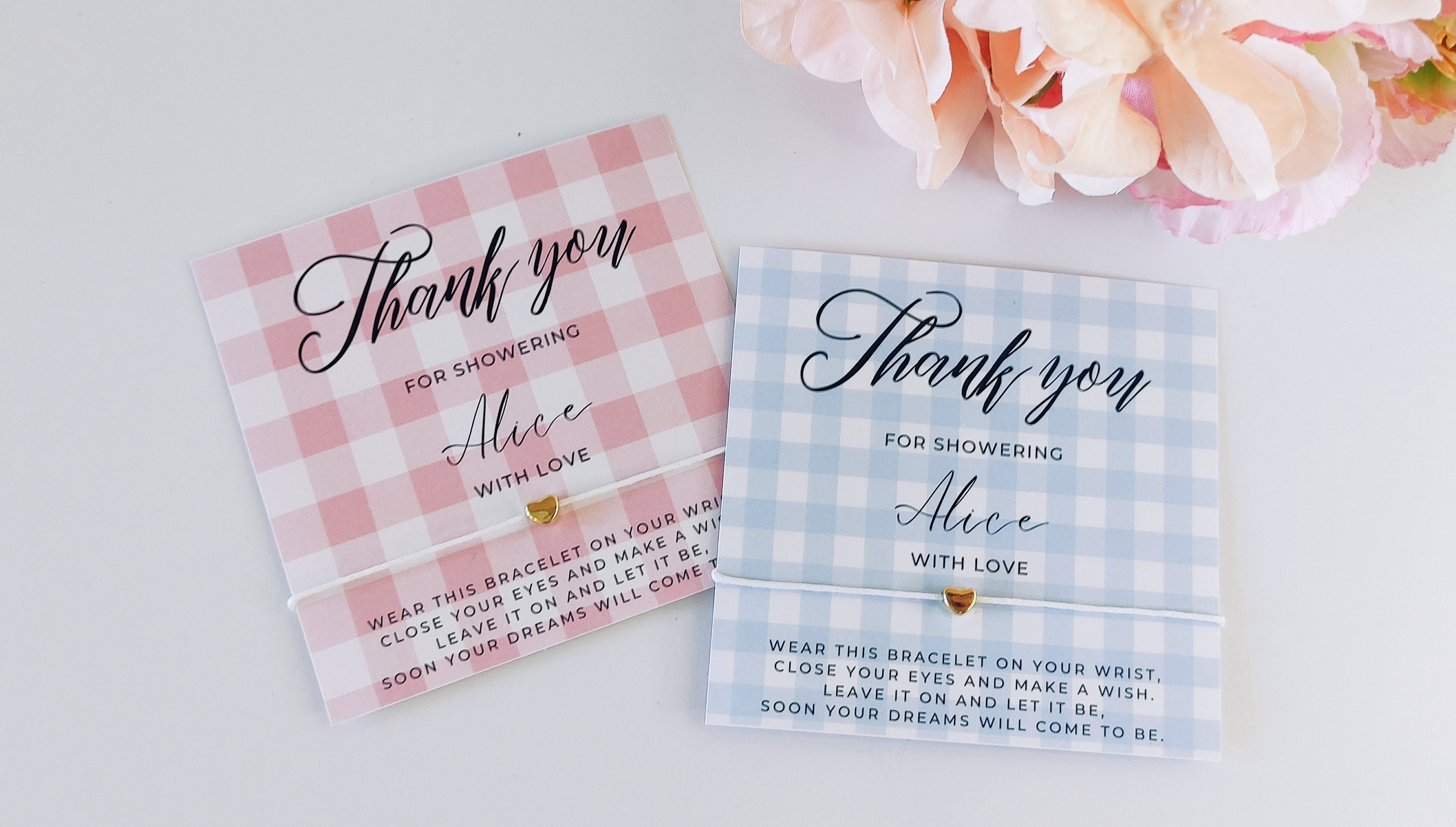Gingham Shower Wish Bracelet Favors