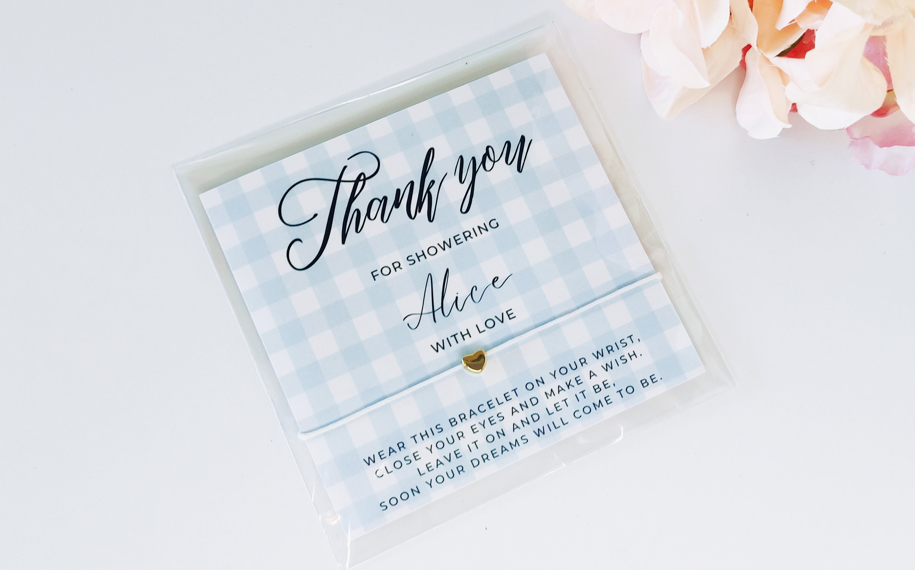 Gingham Shower Wish Bracelet Favors