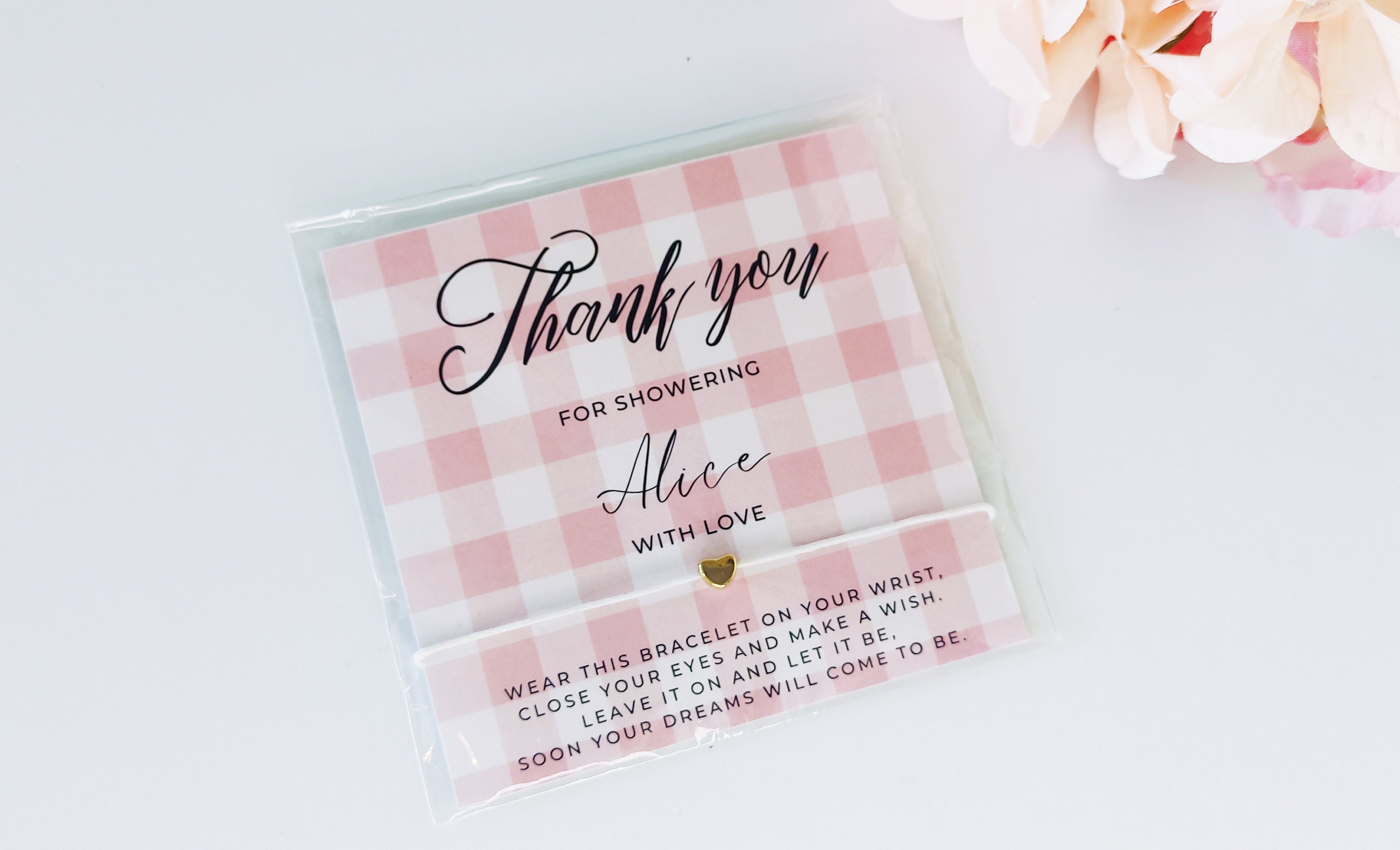 Gingham Shower Wish Bracelet Favors