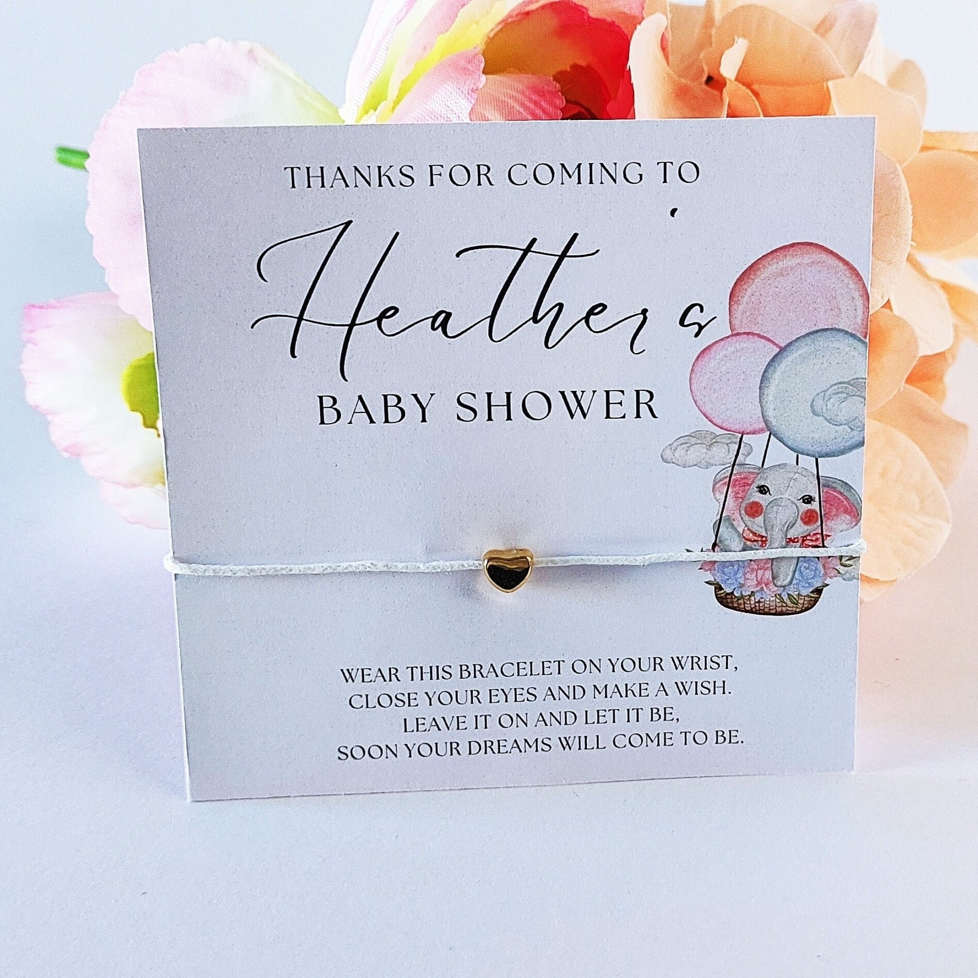 Personalized Baby Shower Wish Bracelet Favors