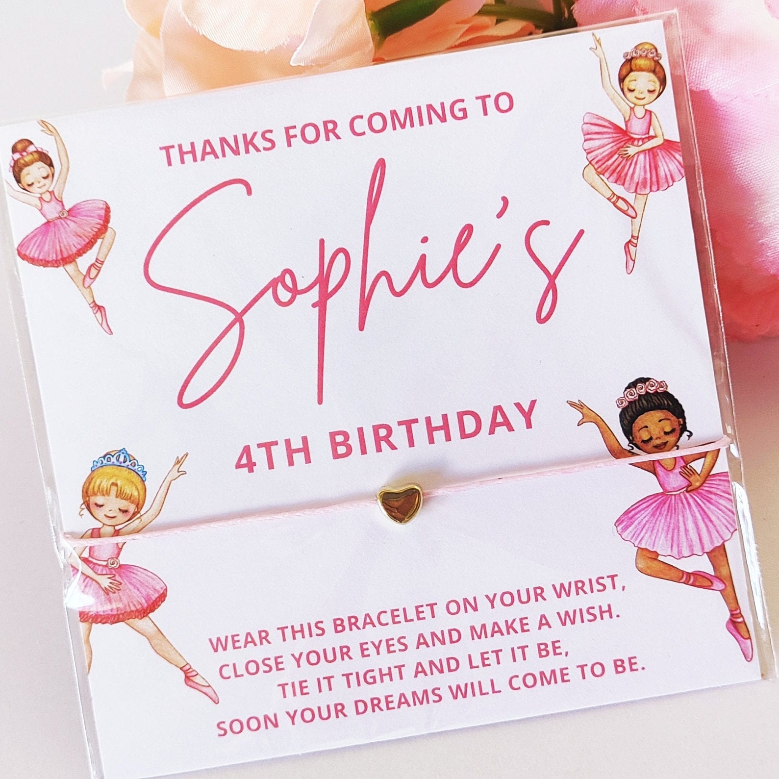 Personalized Ballerina Birthday Bracelet Favors