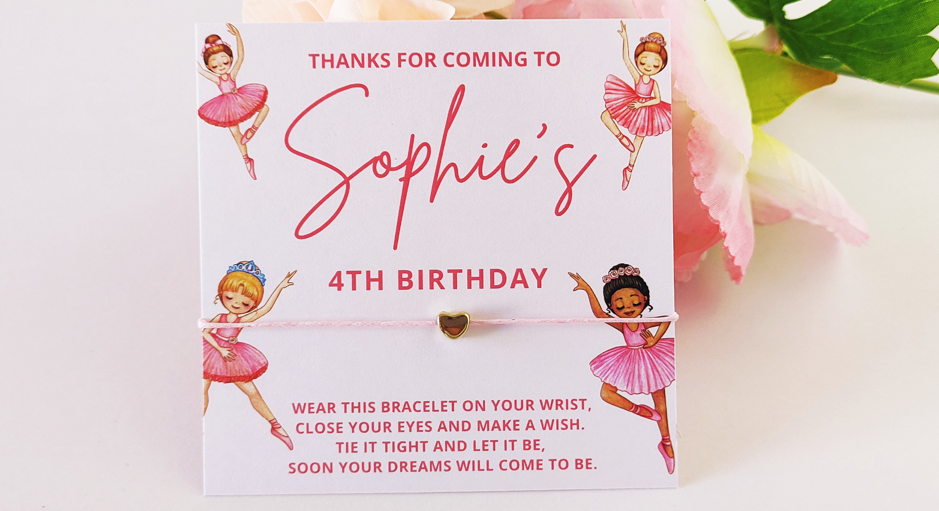 Personalized Ballerina Birthday Bracelet Favors