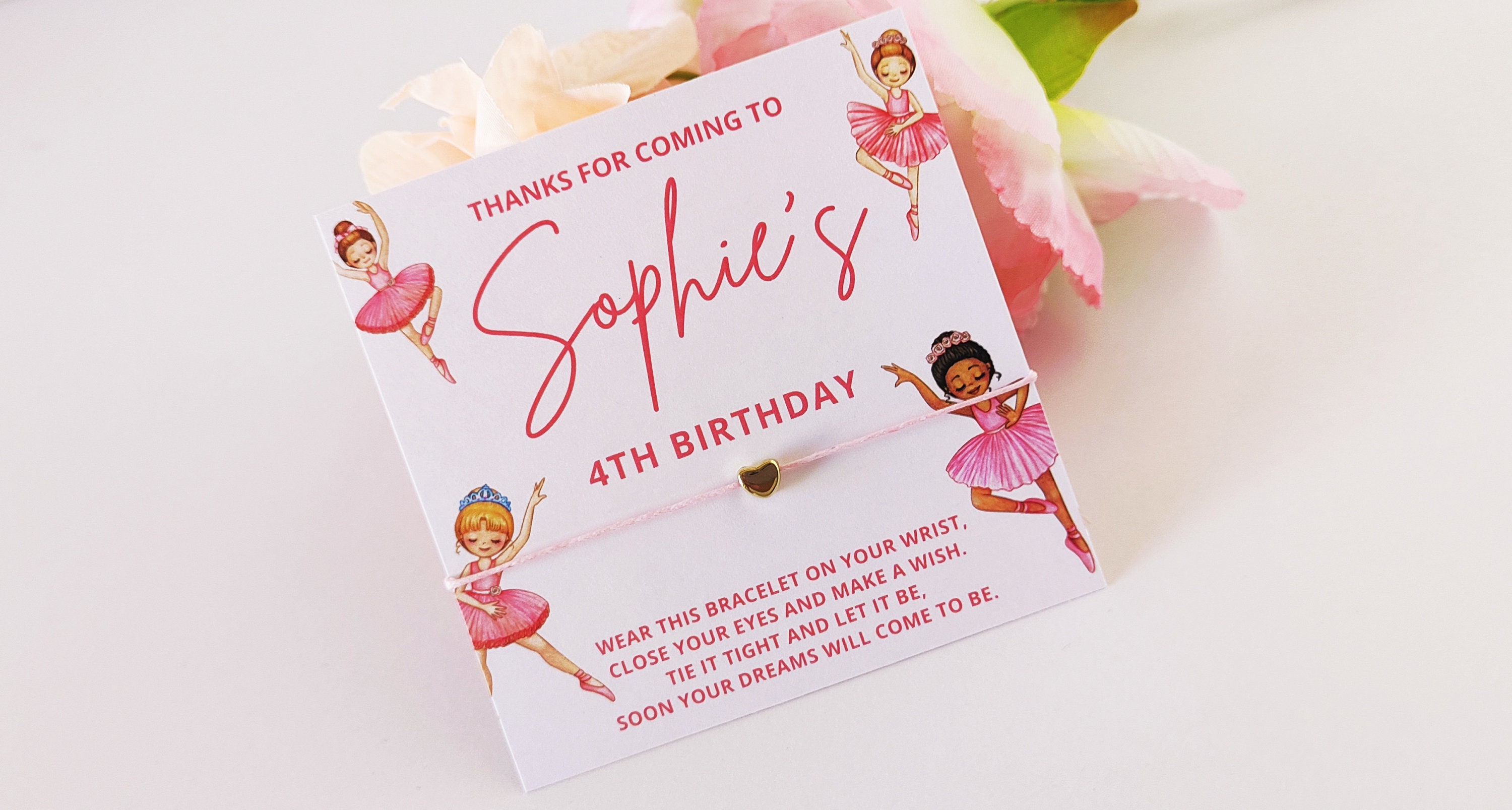 Personalized Ballerina Birthday Bracelet Favors