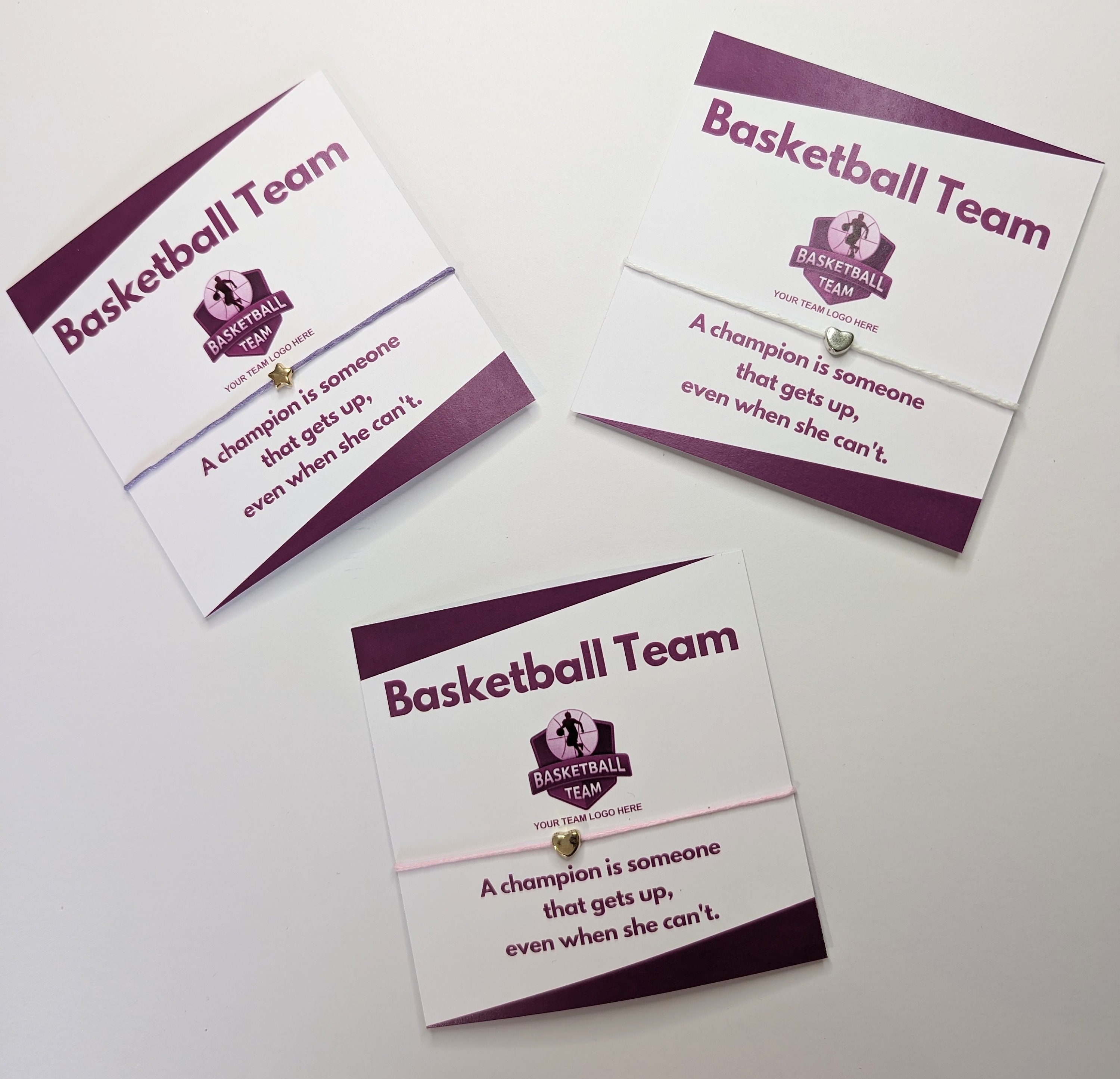 Personalized Basketball Team Bracelet Cards