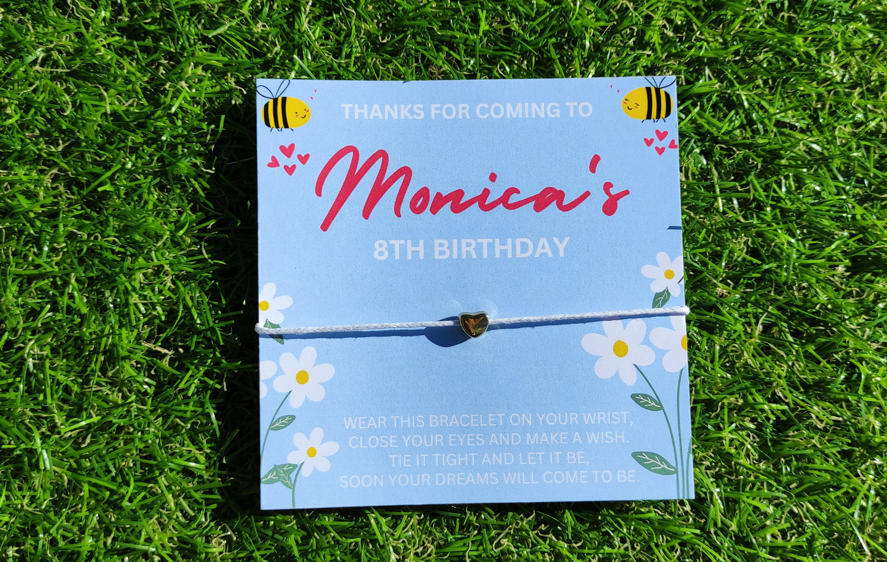 Personalized Bee Birthday Wish Bracelet Favors