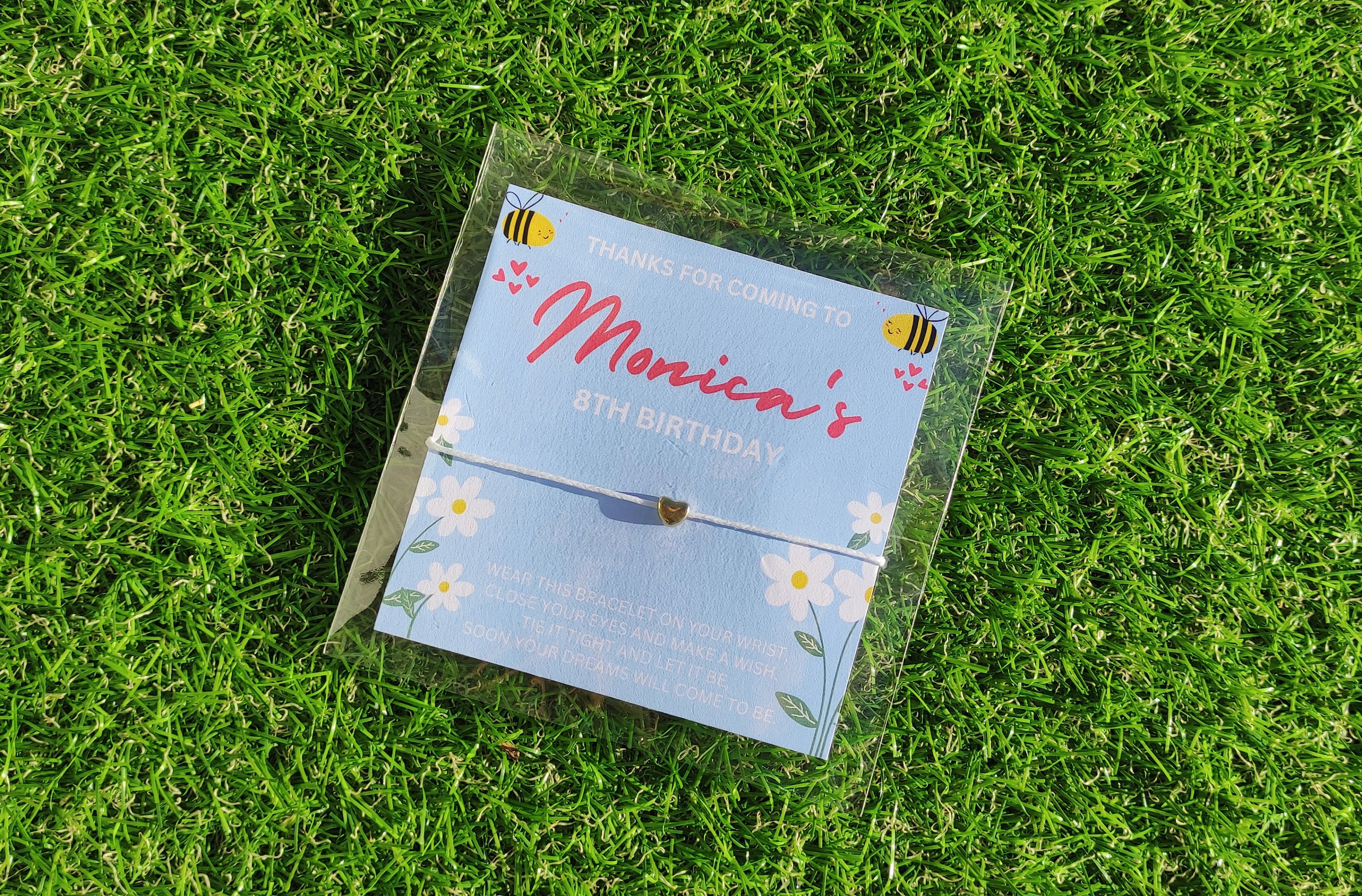 Personalized Bee Birthday Wish Bracelet Favors