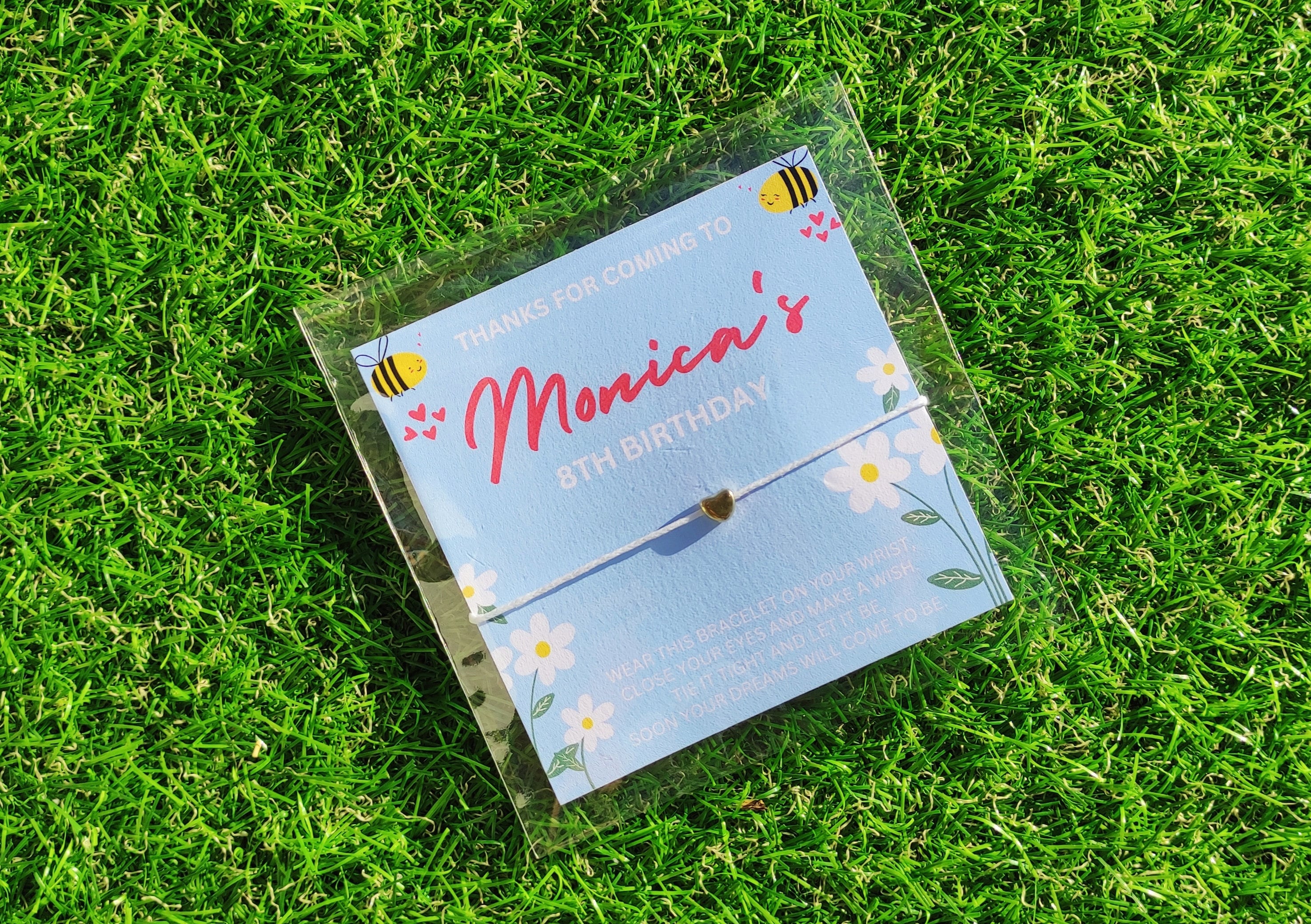 Personalized Bee Birthday Wish Bracelet Favors