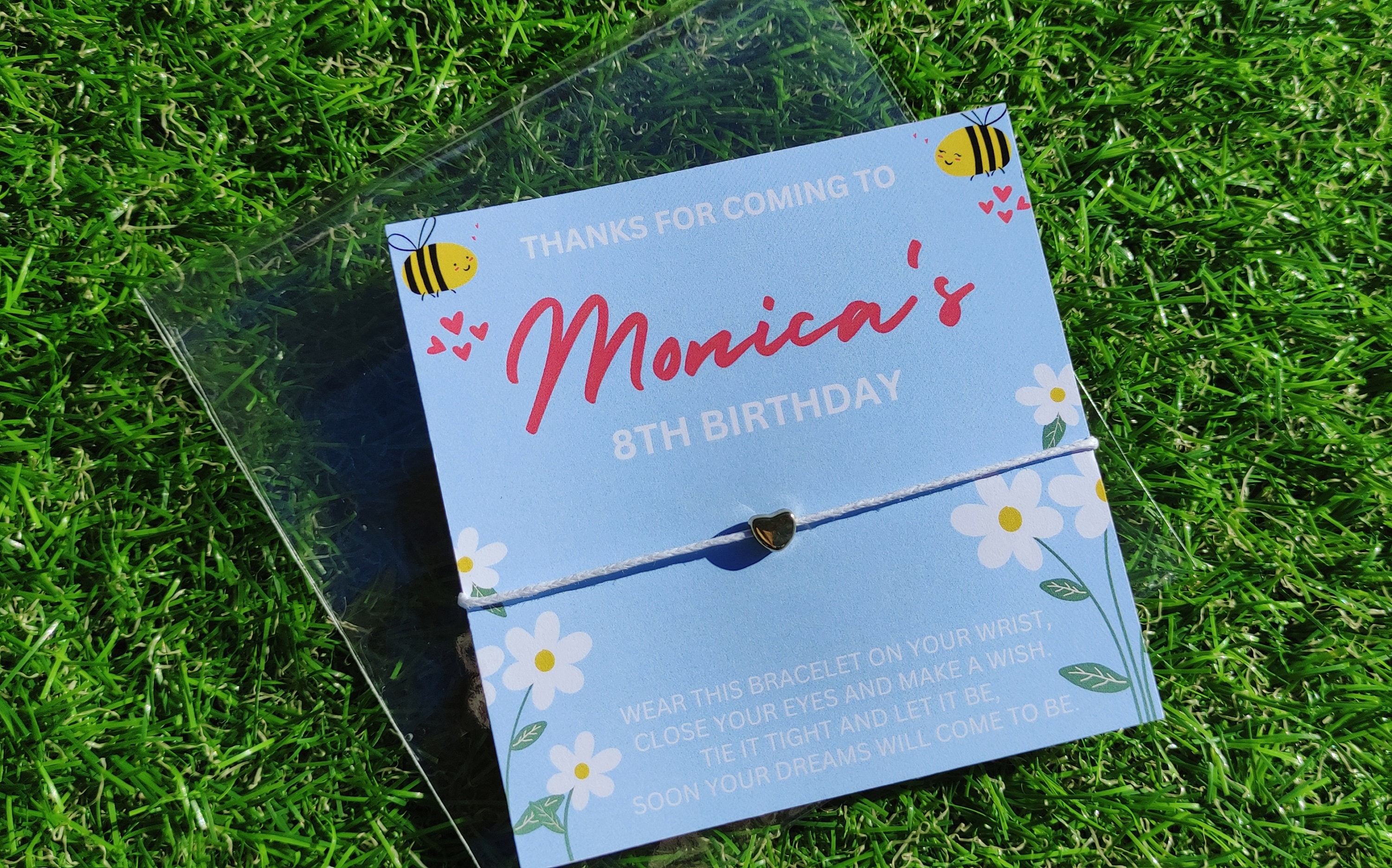 Personalized Bee Birthday Wish Bracelet Favors