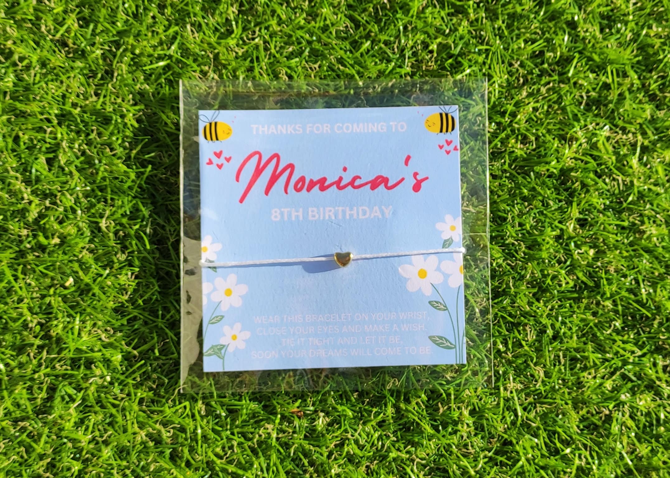 Personalized Bee Birthday Wish Bracelet Favors