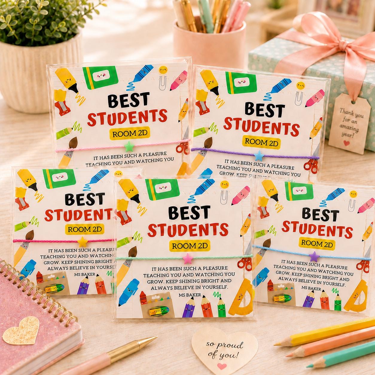 Personalized Best Students Bracelet Cards