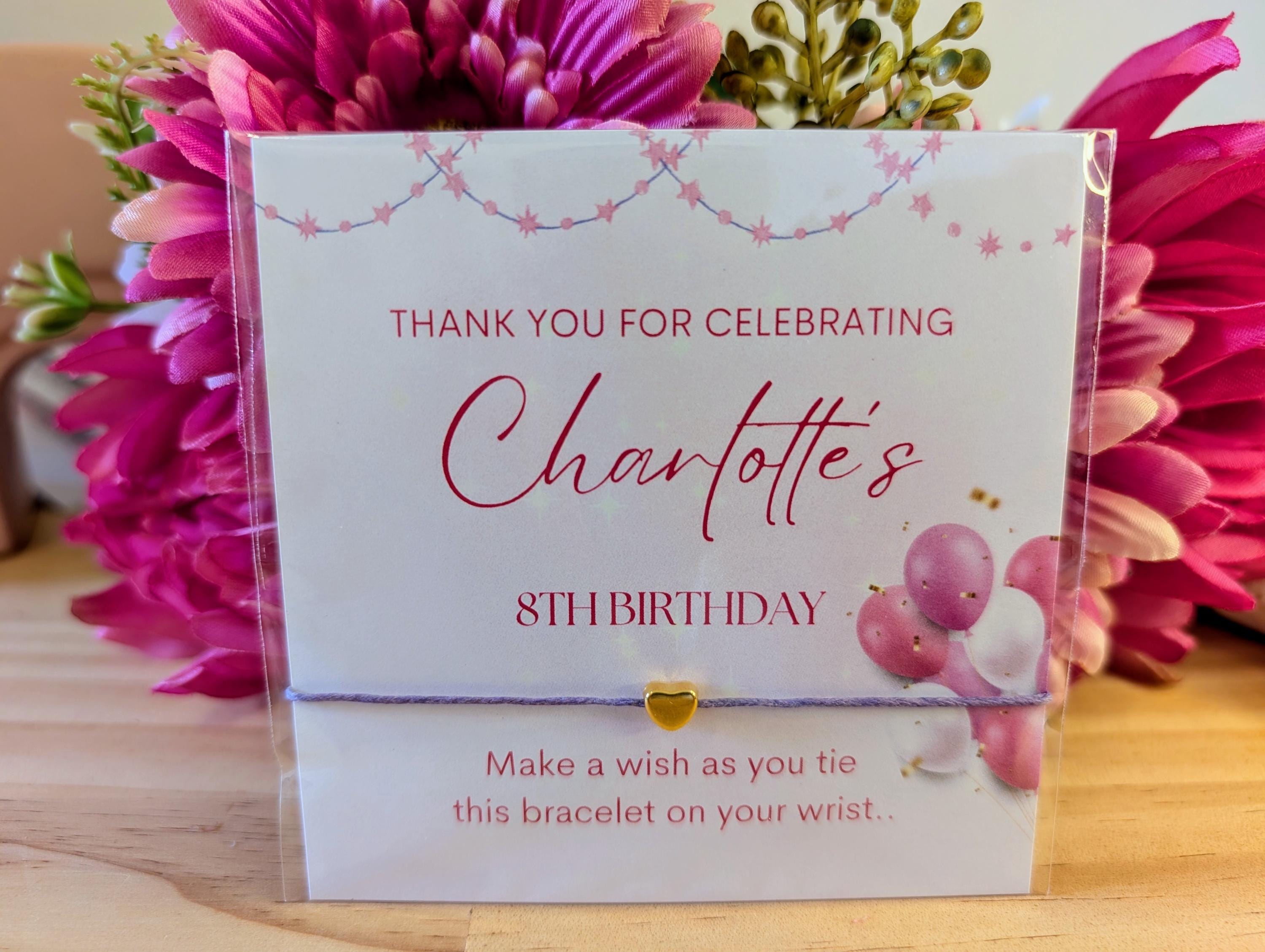 Personalized Birthday Wish Bracelet Favors