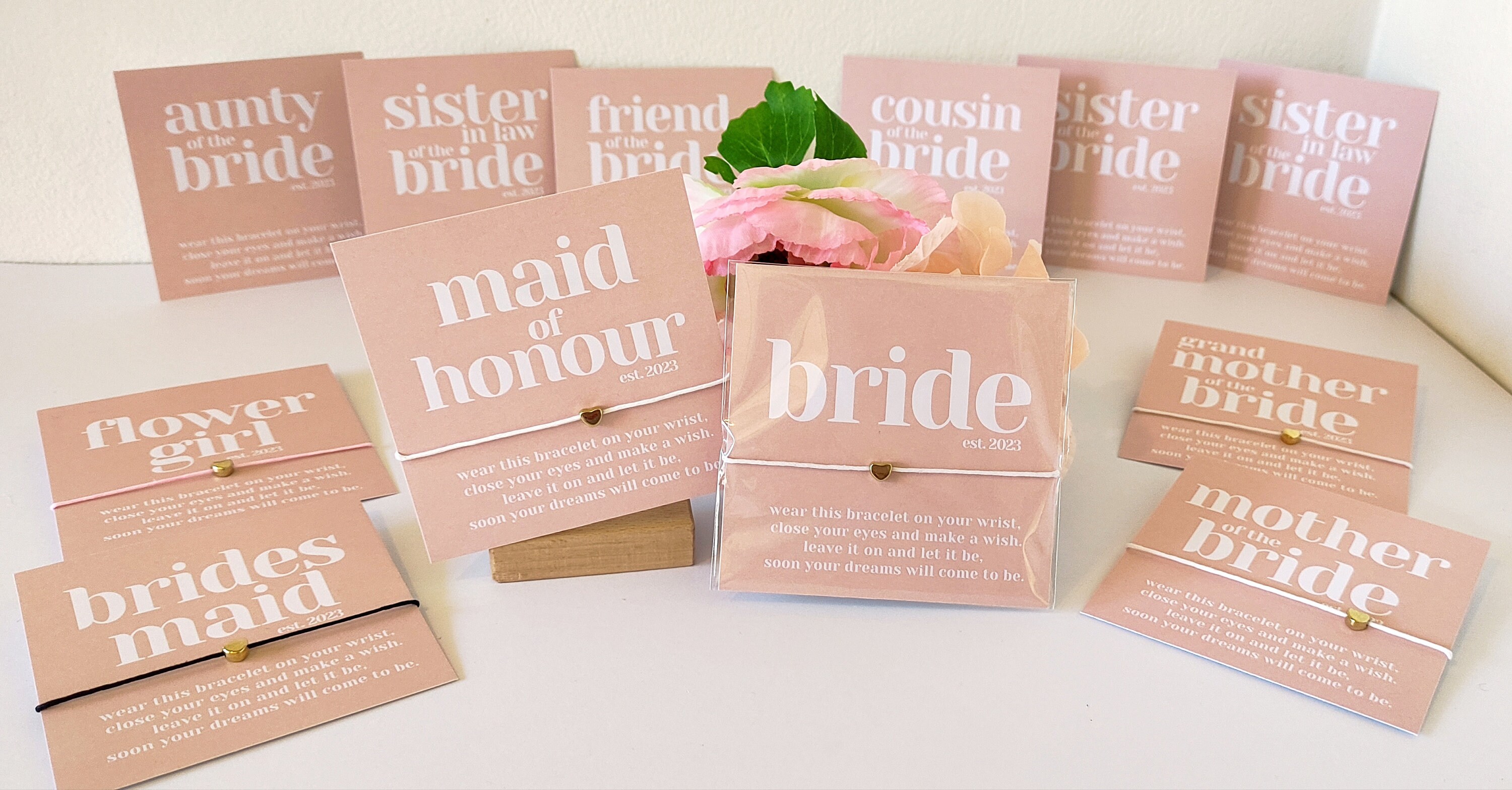 Personalized Bridal Party Wish Bracelet Card