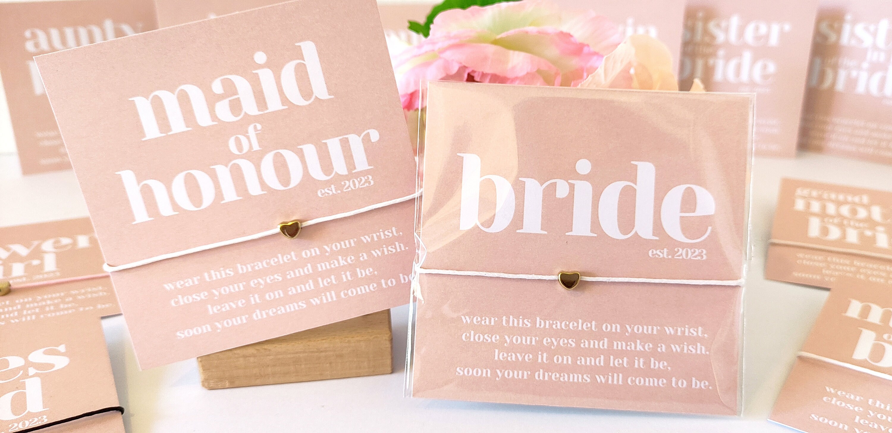 Personalized Bridal Party Wish Bracelet Card