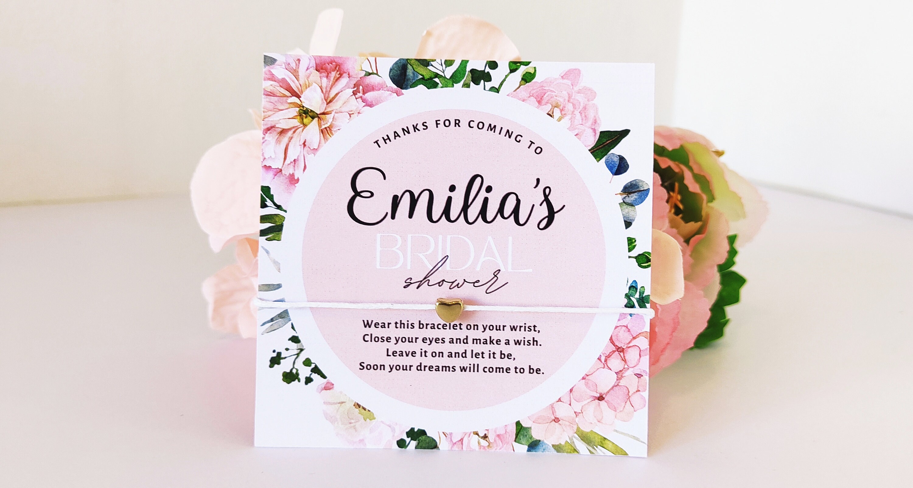 Personalized Bridal Shower Wish Bracelet Favors