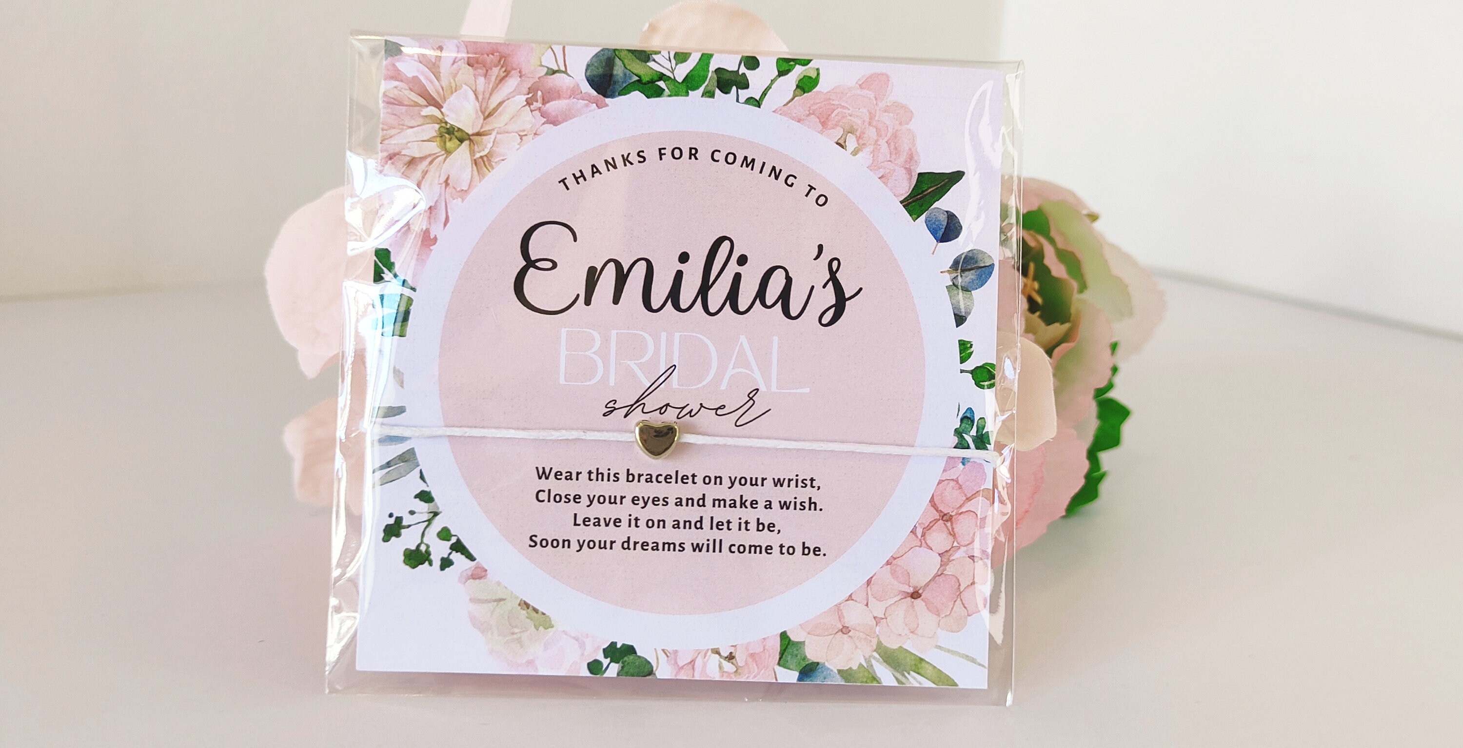 Personalized Bridal Shower Wish Bracelet Favors