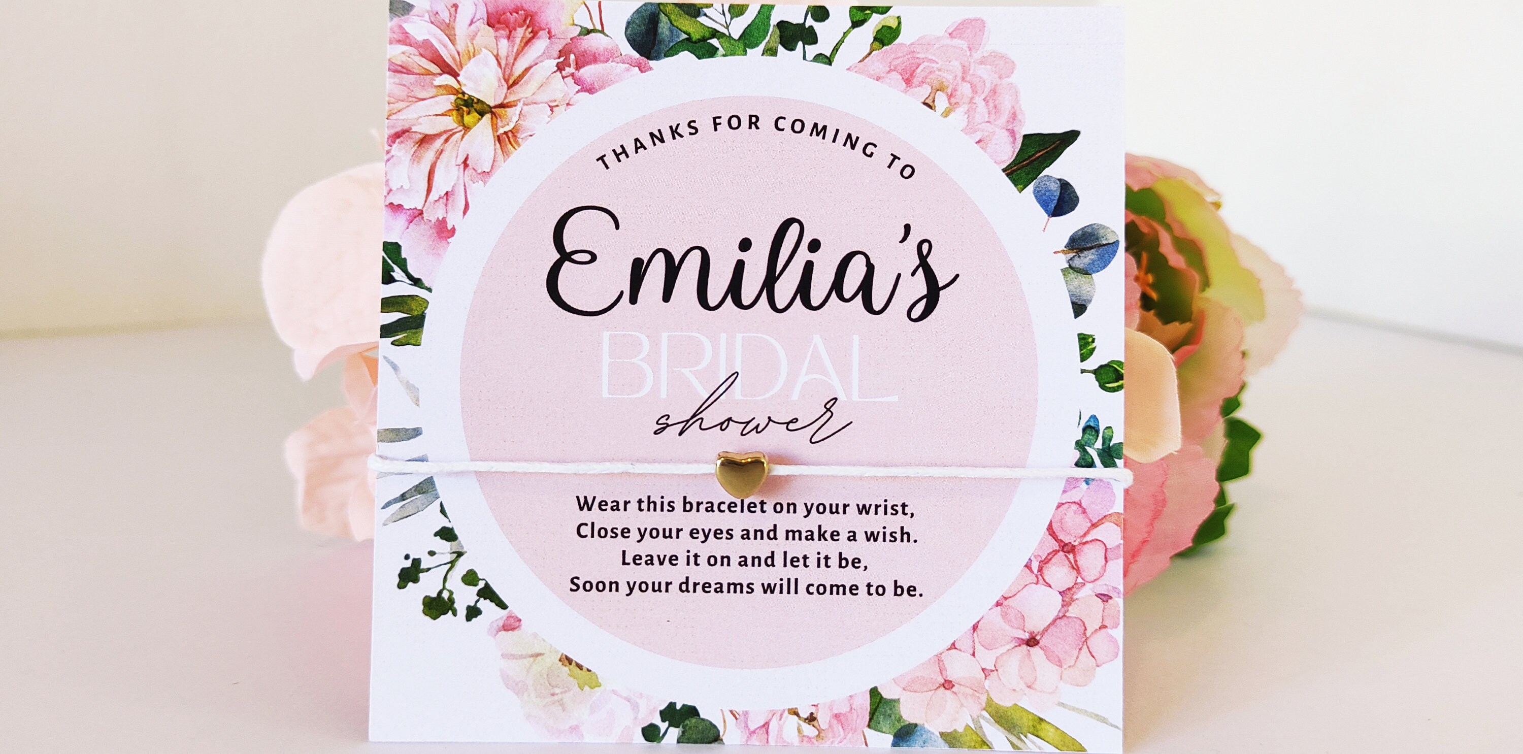 Personalized Bridal Shower Wish Bracelet Favors
