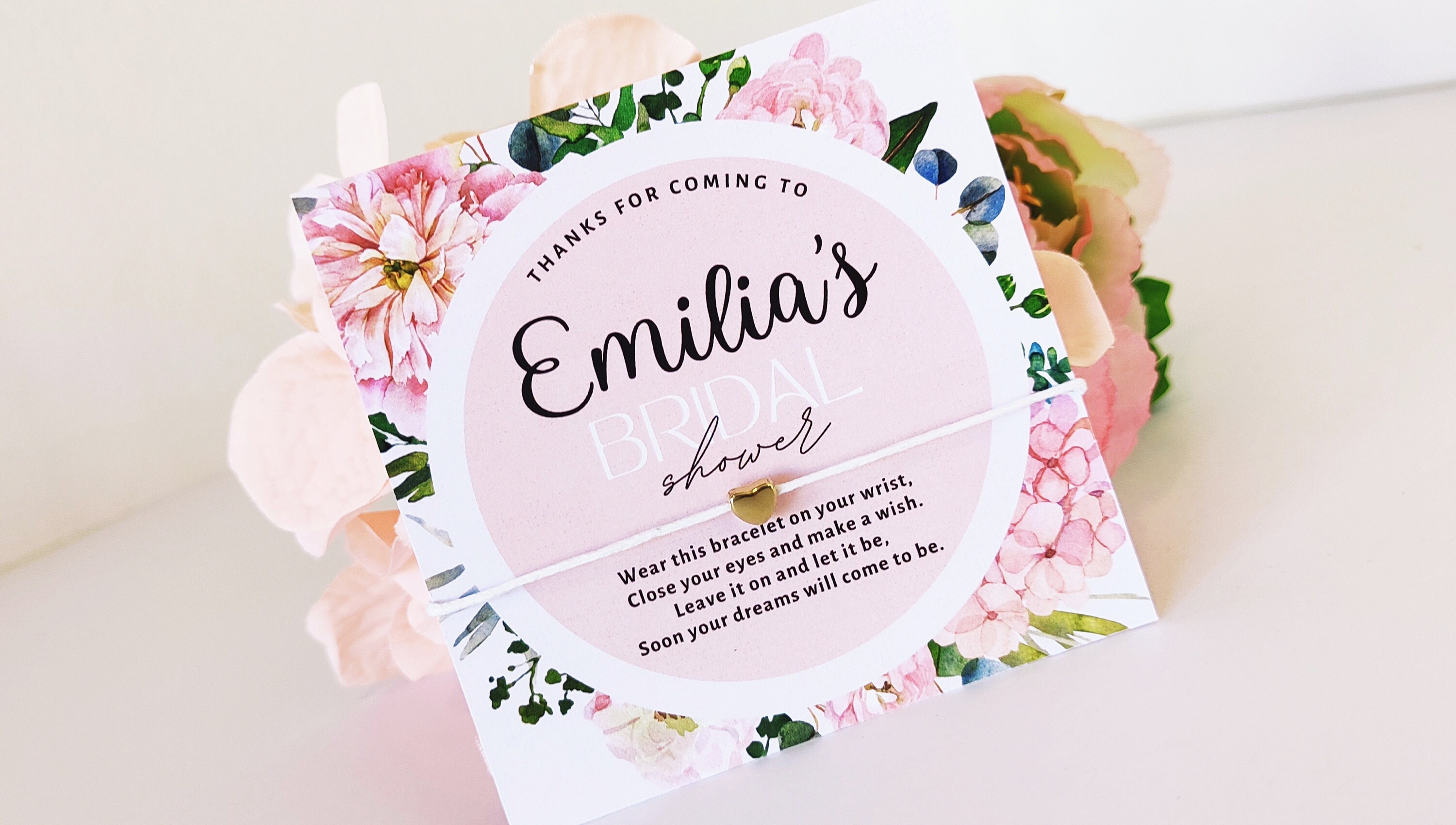 Personalized Bridal Shower Wish Bracelet Favors