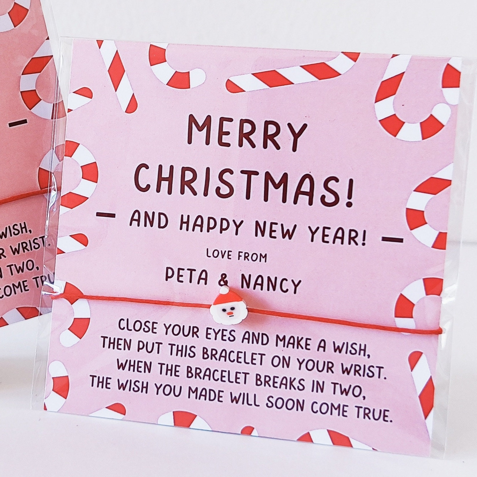 Personalized Candy Cane Christmas Wish Bracelet Favor