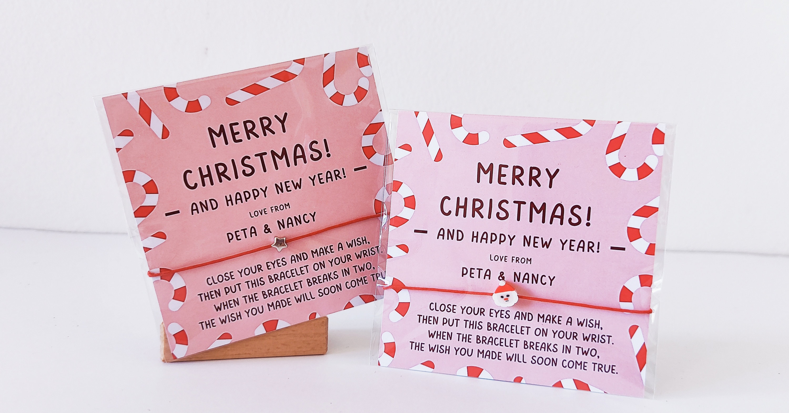 Personalized Candy Cane Christmas Wish Bracelet Favor