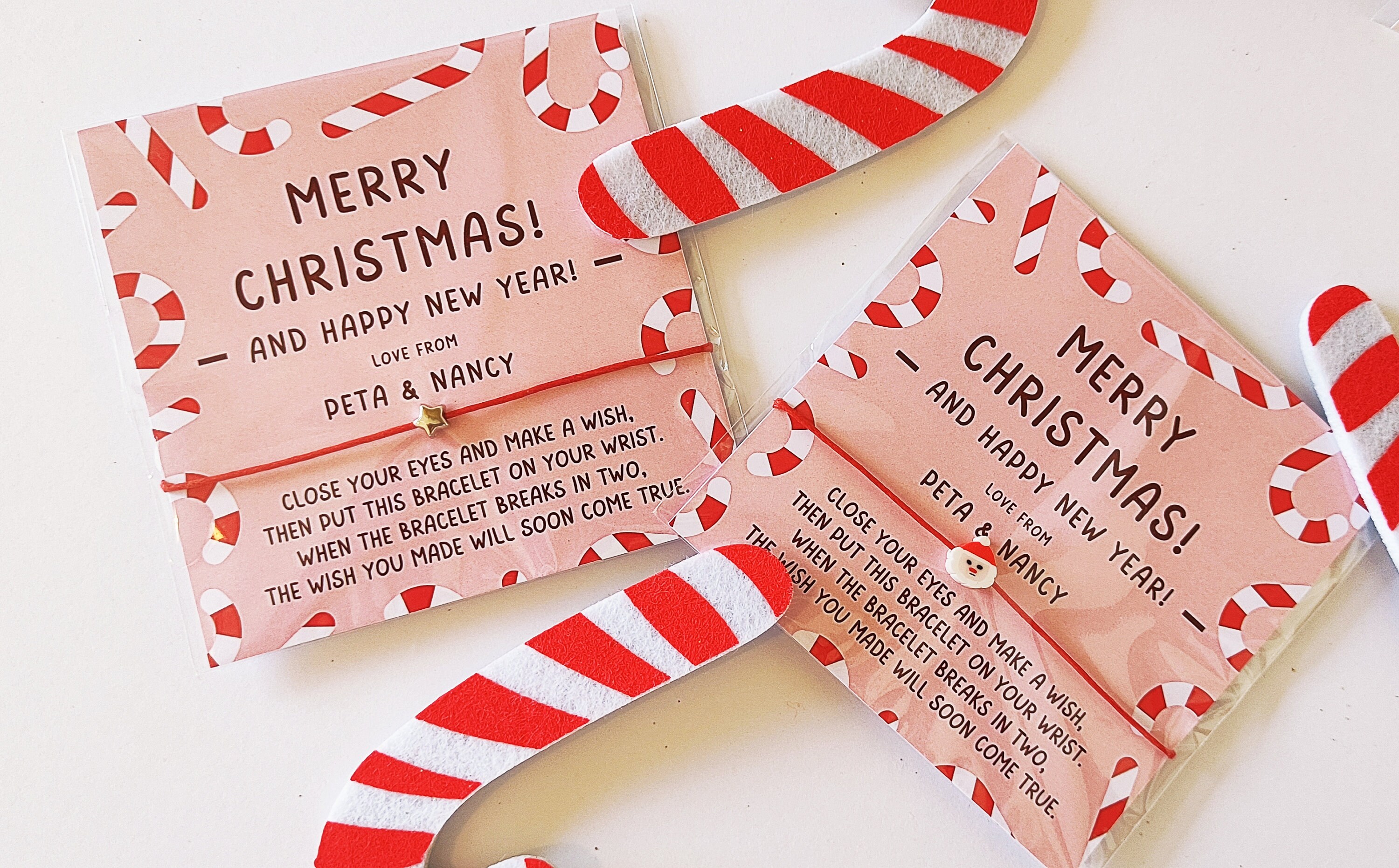 Personalized Candy Cane Christmas Wish Bracelet Favor