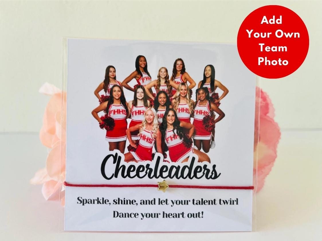 Personalized Cheer Team Photo Bracelet Card