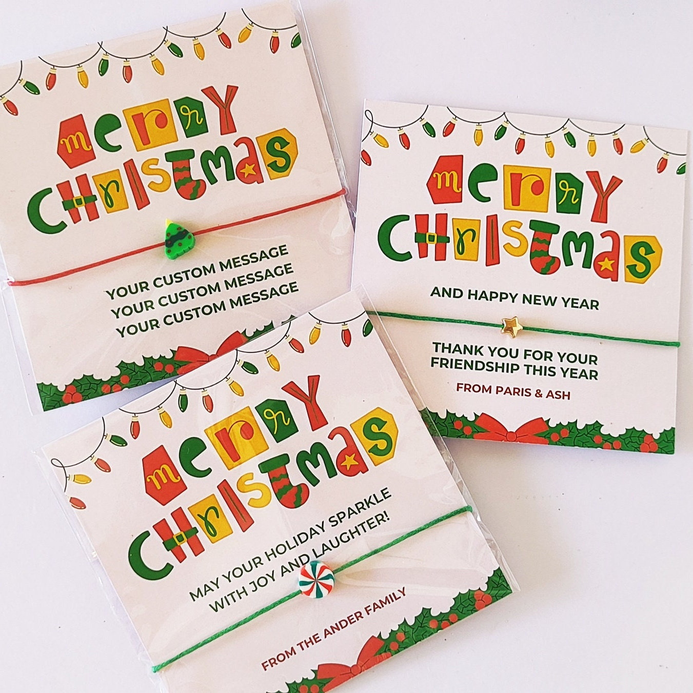 Personalized Christmas Wish Bracelet Favors