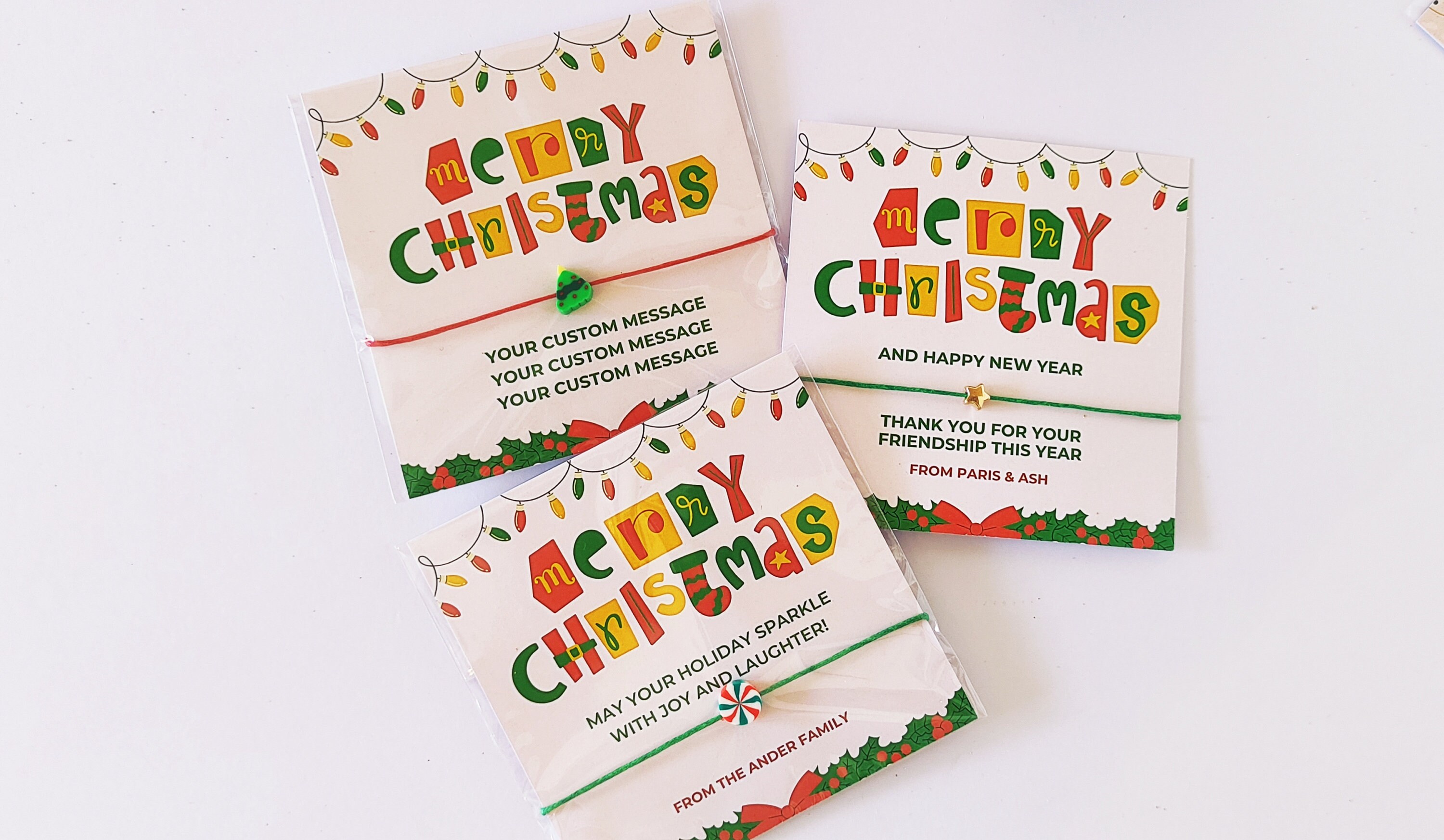 Personalized Christmas Wish Bracelet Favors