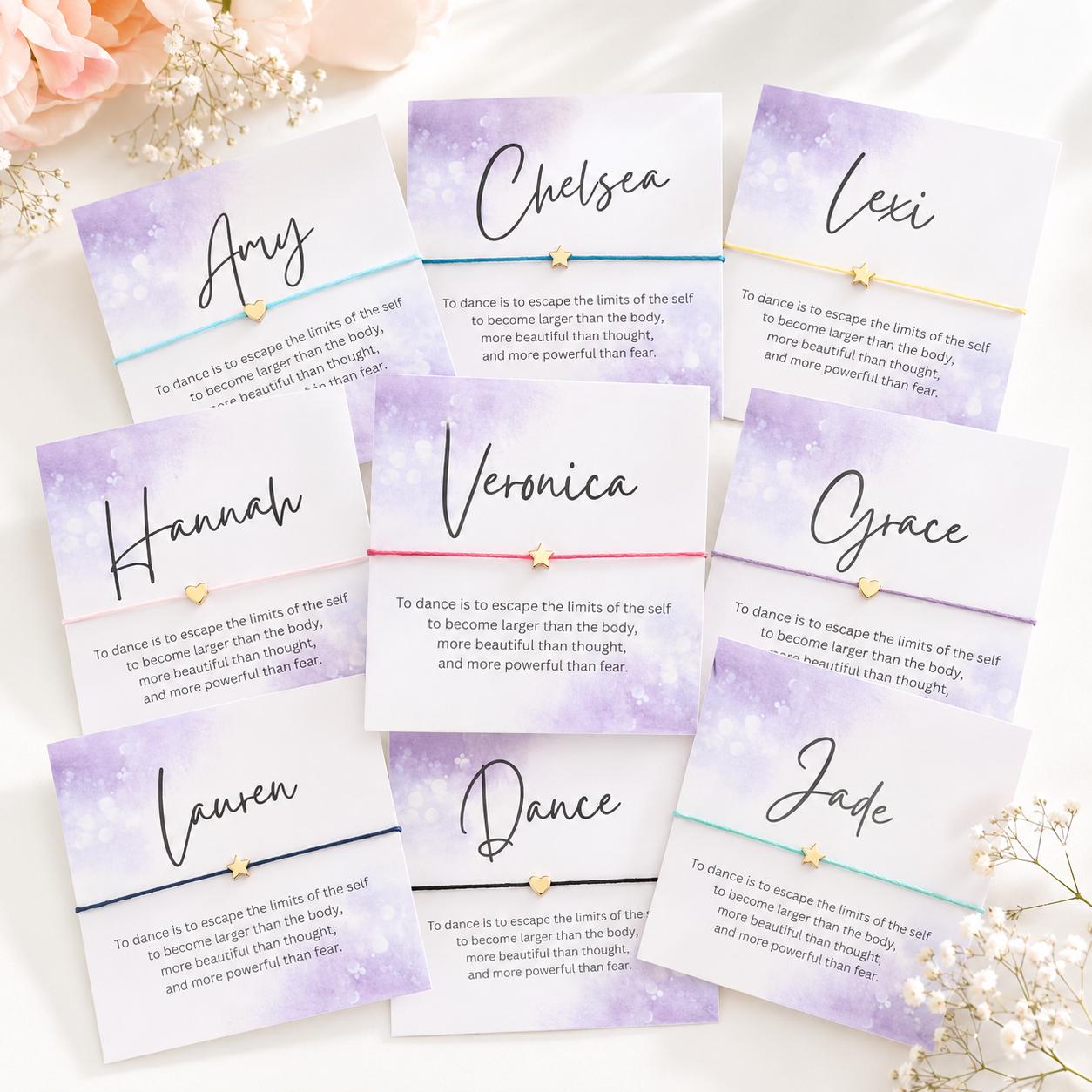 Personalized Dance Wish Bracelet Card