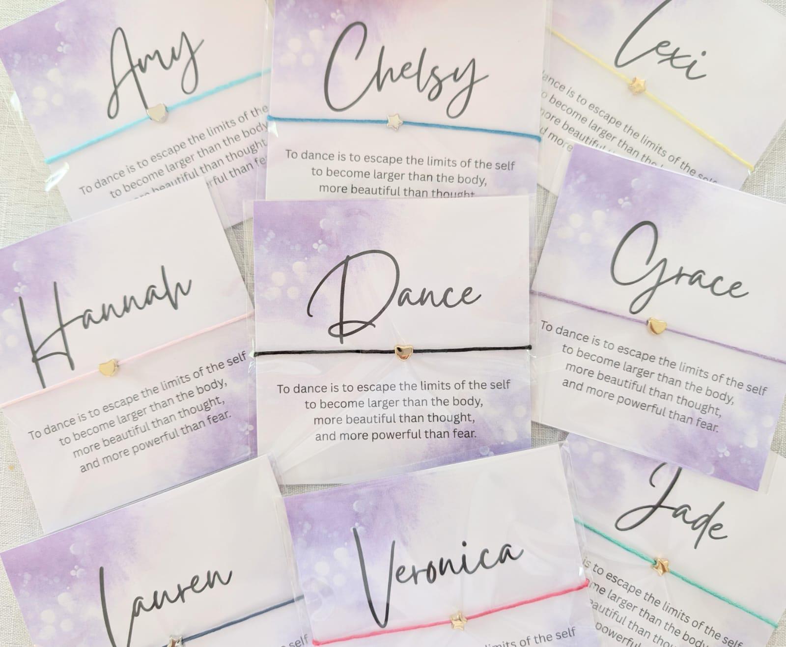 Personalized Dance Wish Bracelet Card