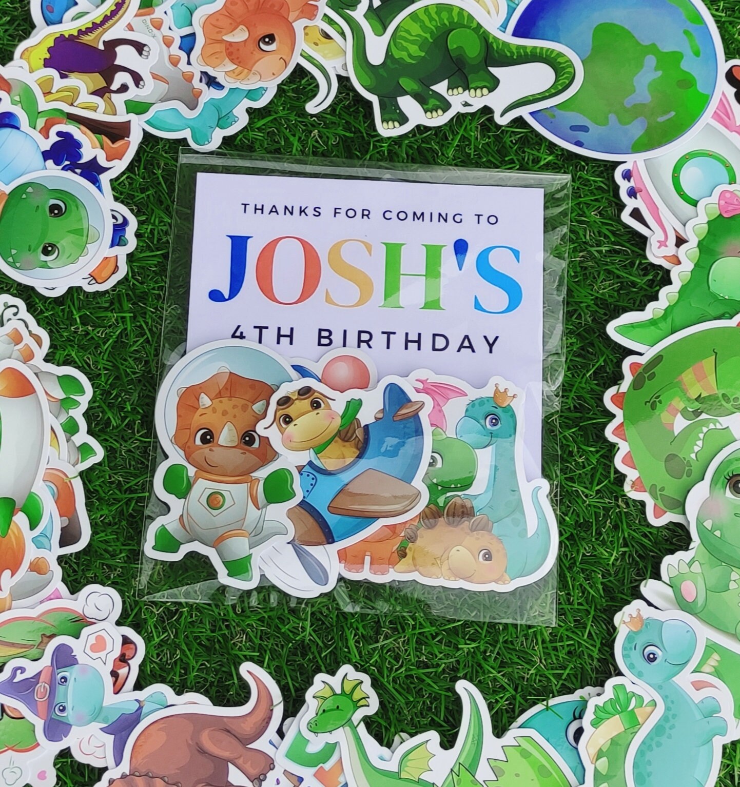 Personalized Dinosaur Birthday Favor Packs