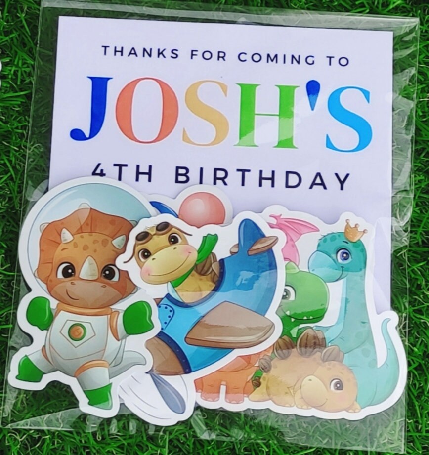 Personalized Dinosaur Birthday Favor Packs
