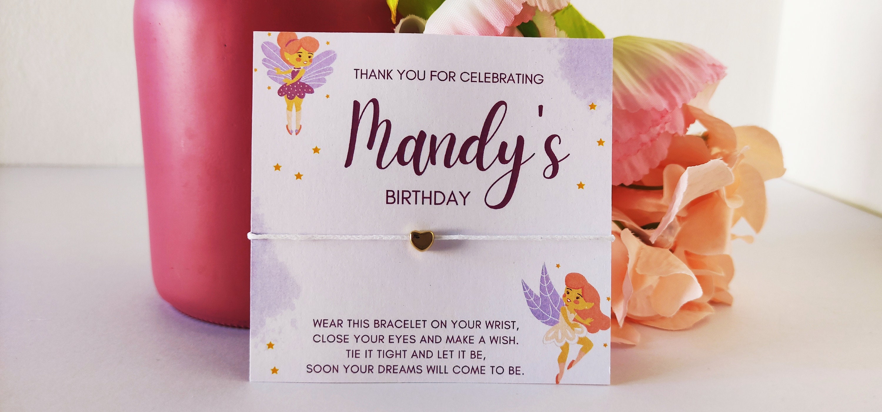 Personalized Fairy Birthday Wish Bracelet Favors