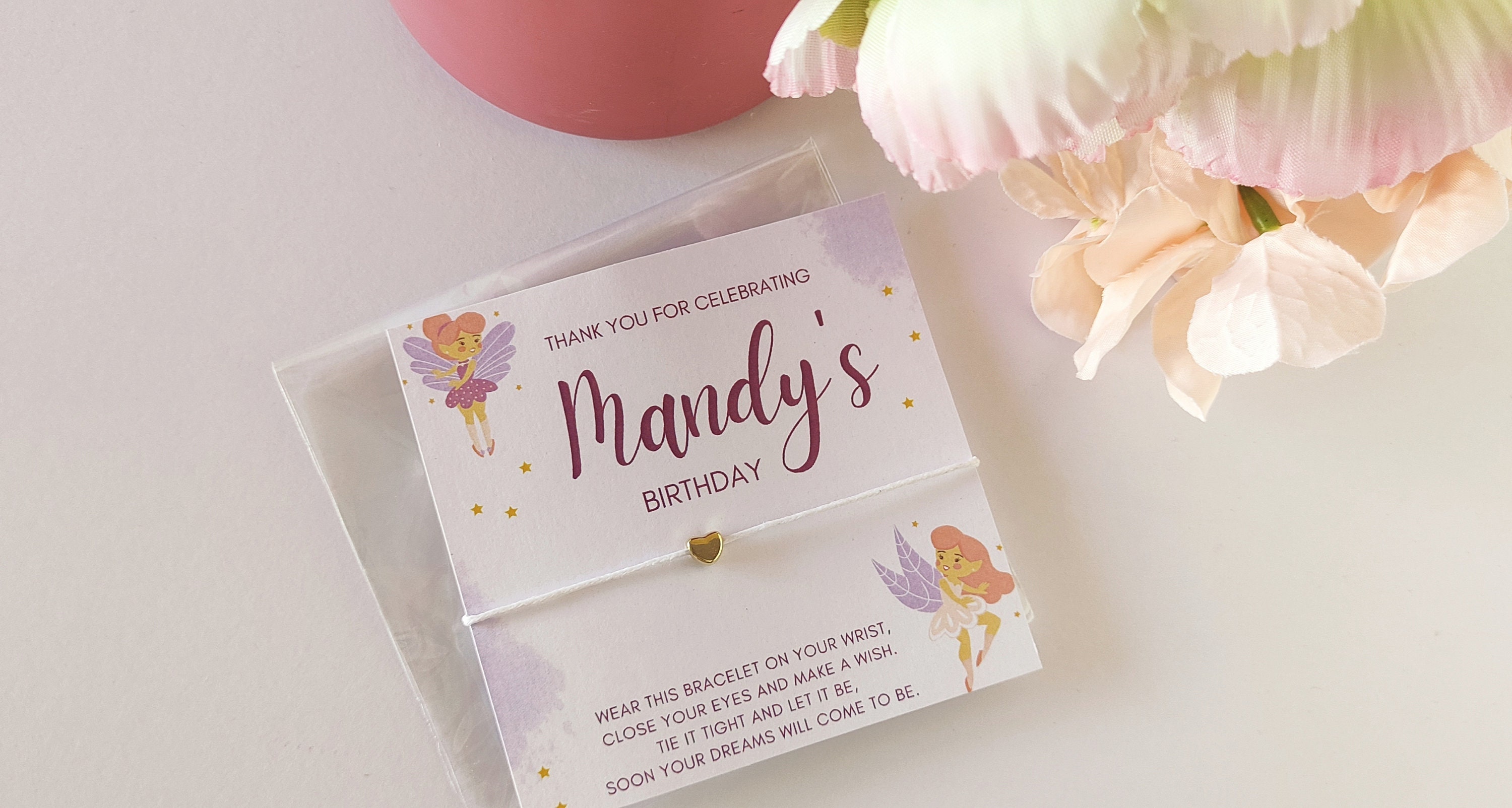 Personalized Fairy Birthday Wish Bracelet Favors