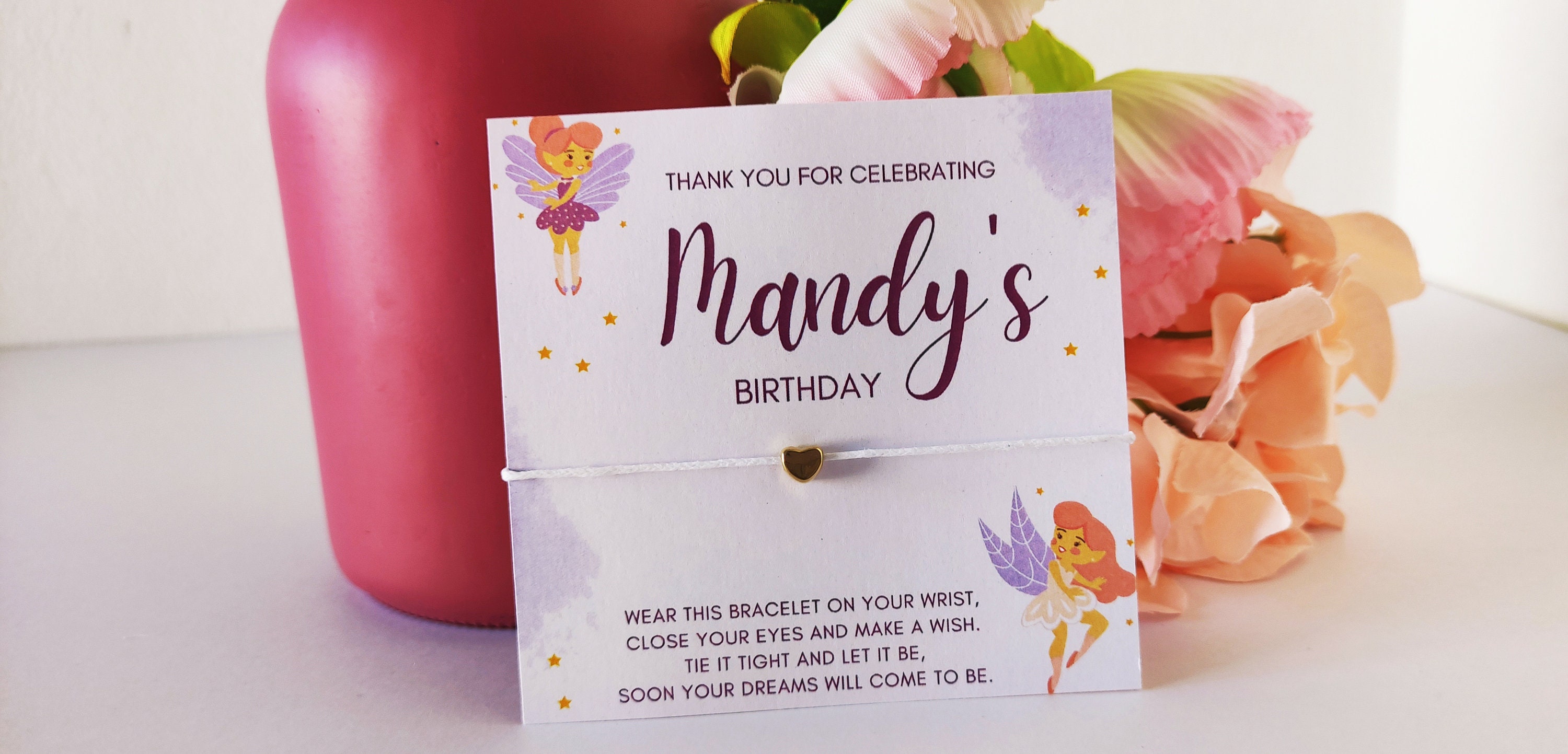 Personalized Fairy Birthday Wish Bracelet Favors