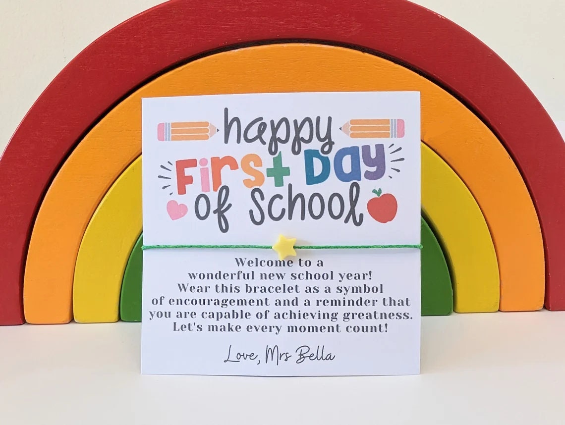 Personalized First Day of School Wish Bracelet Cards