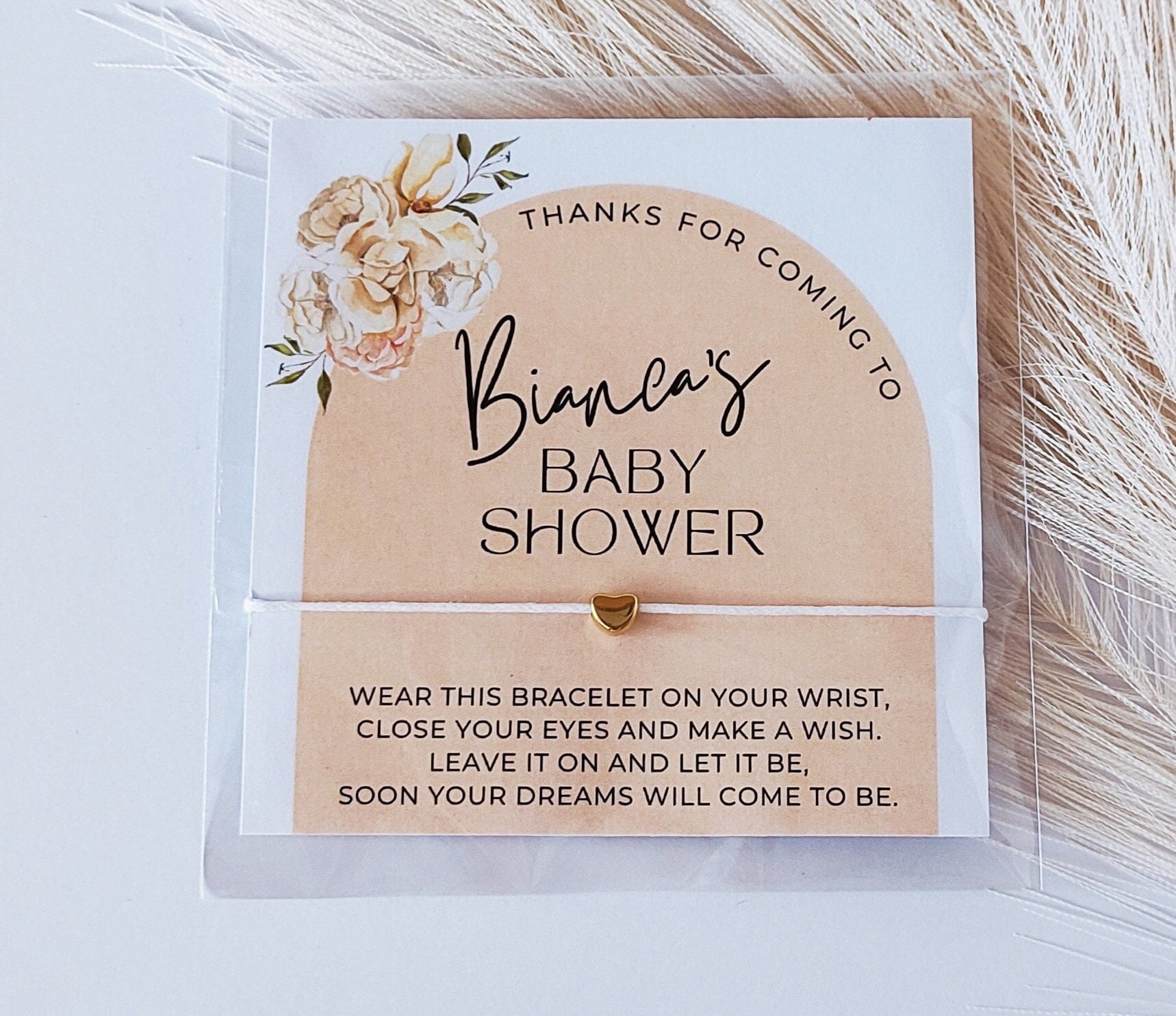 Personalized Floral Baby Shower Wish Bracelet Favors
