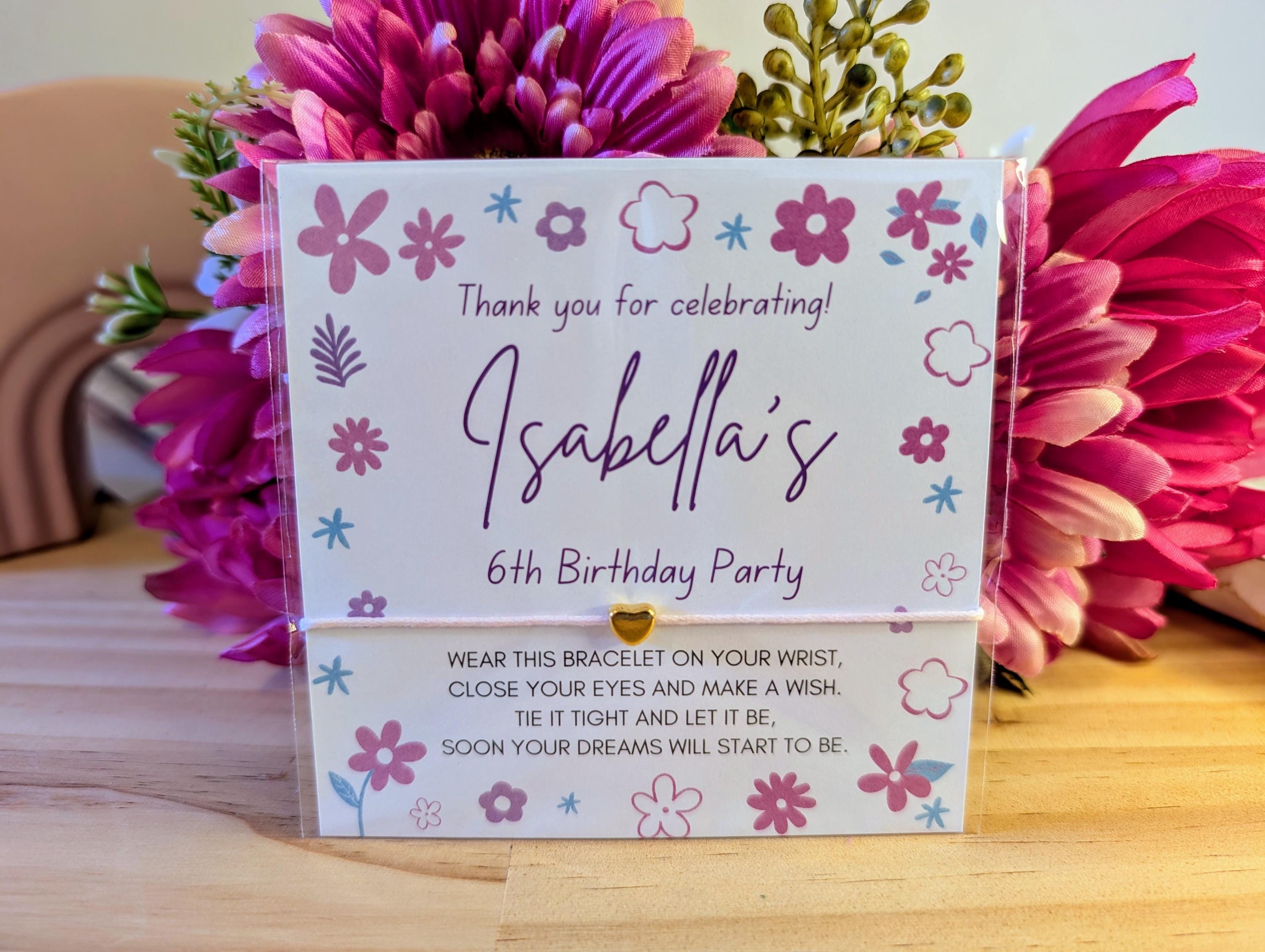 Personalized Floral Birthday Wish Bracelet Favor