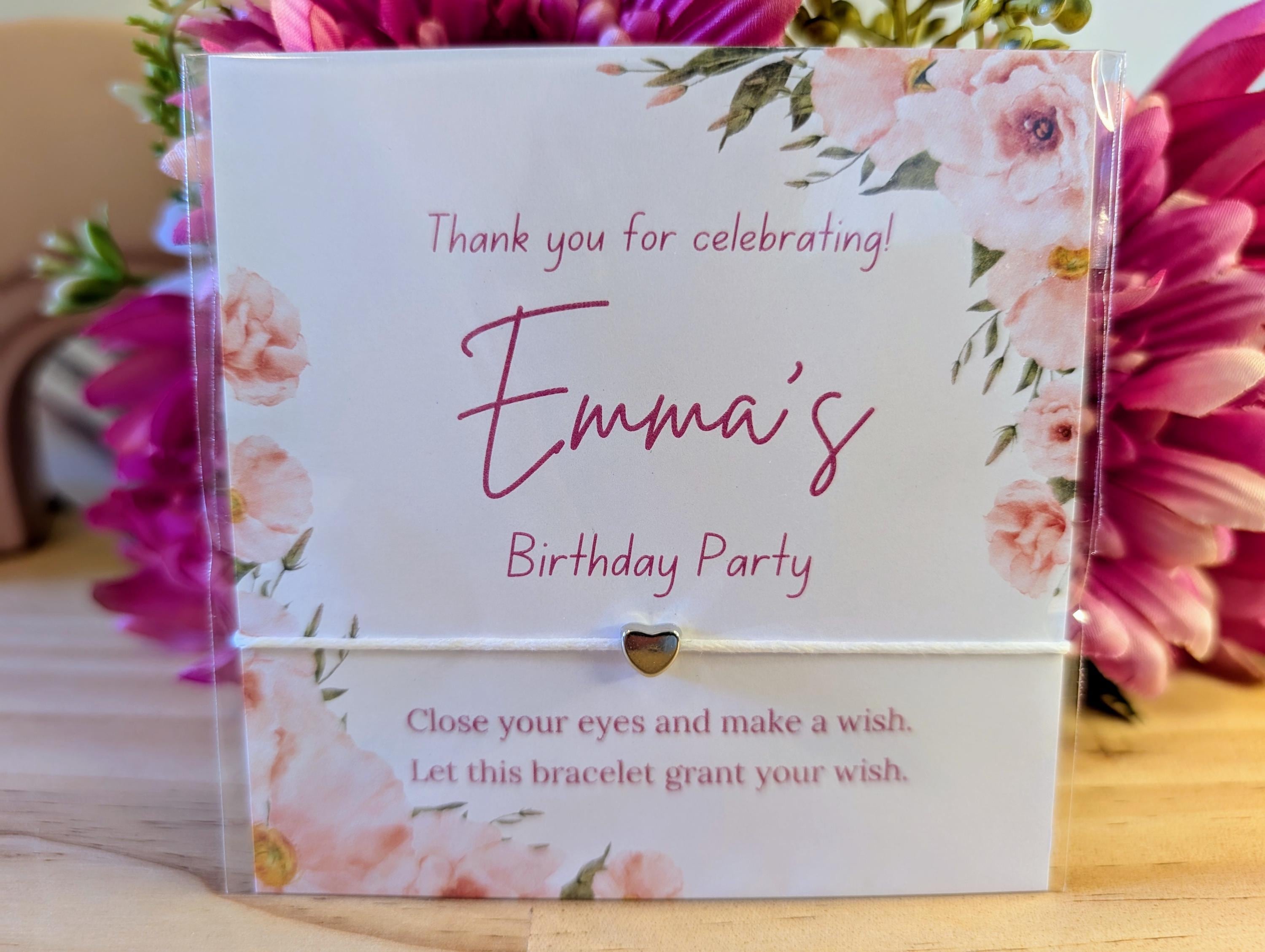 Personalized Floral Birthday Wish Bracelet Favor
