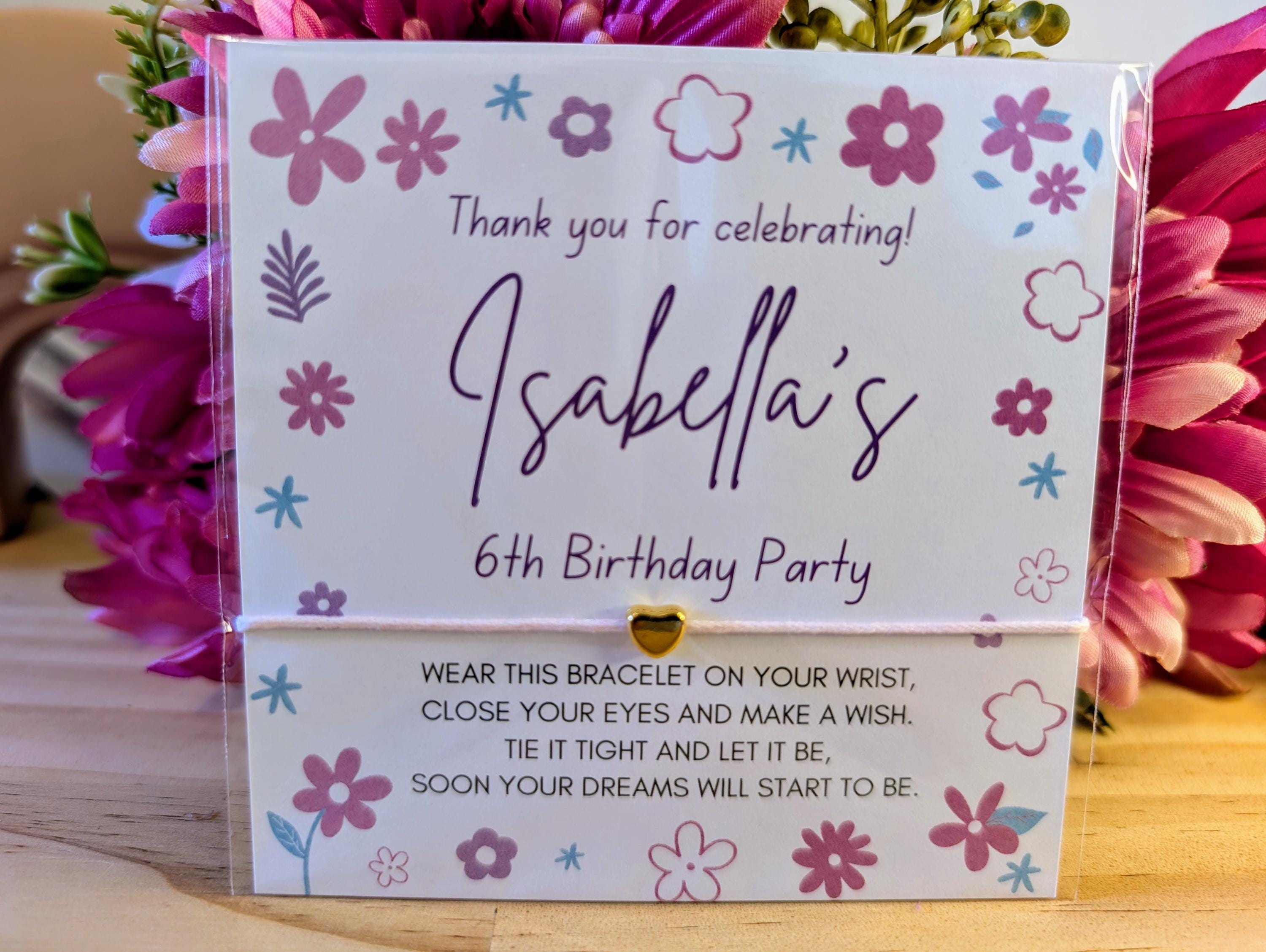 Personalized Floral Birthday Wish Bracelet Favor
