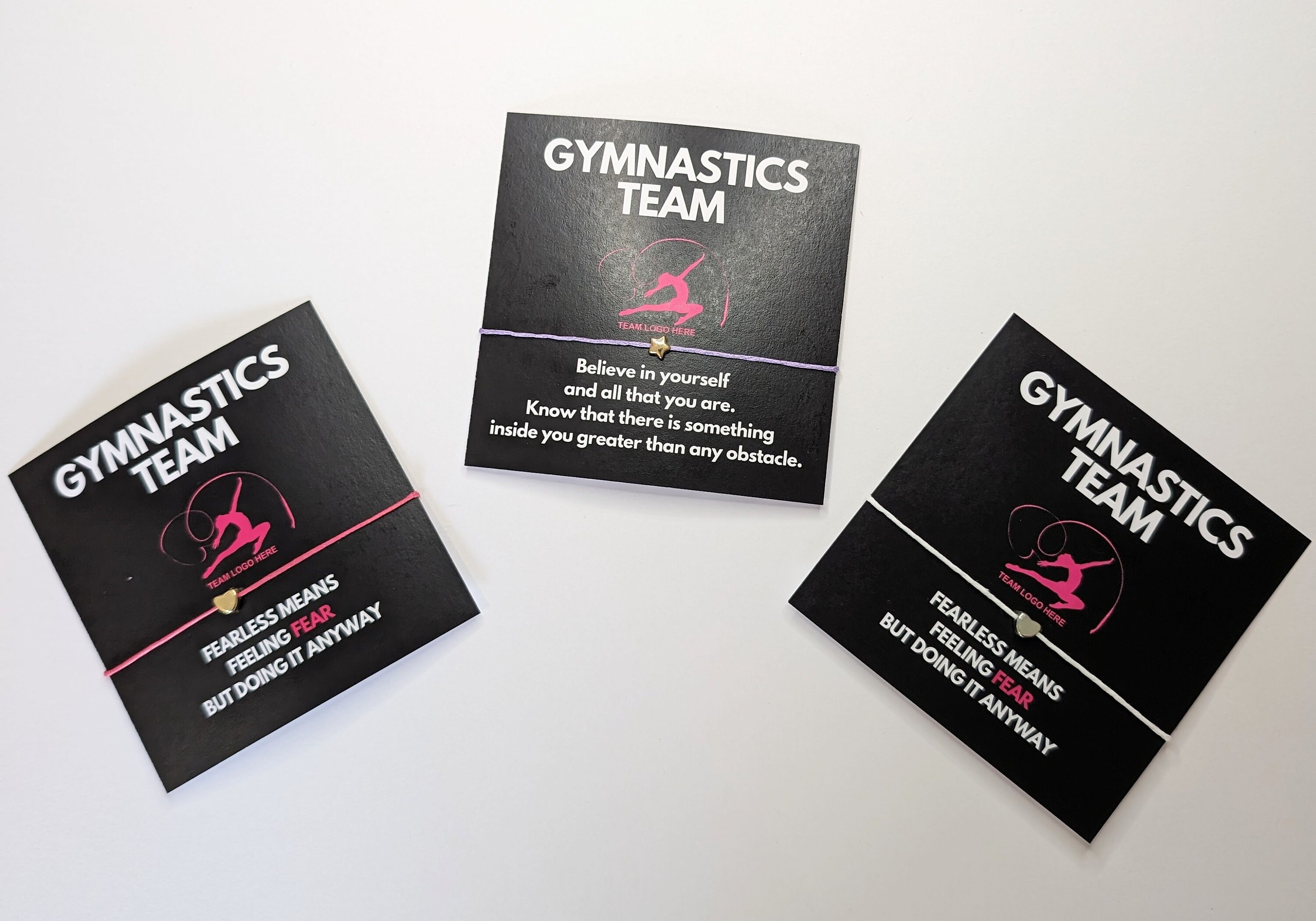 Personalized Gymnastics Team Bracelet Cards