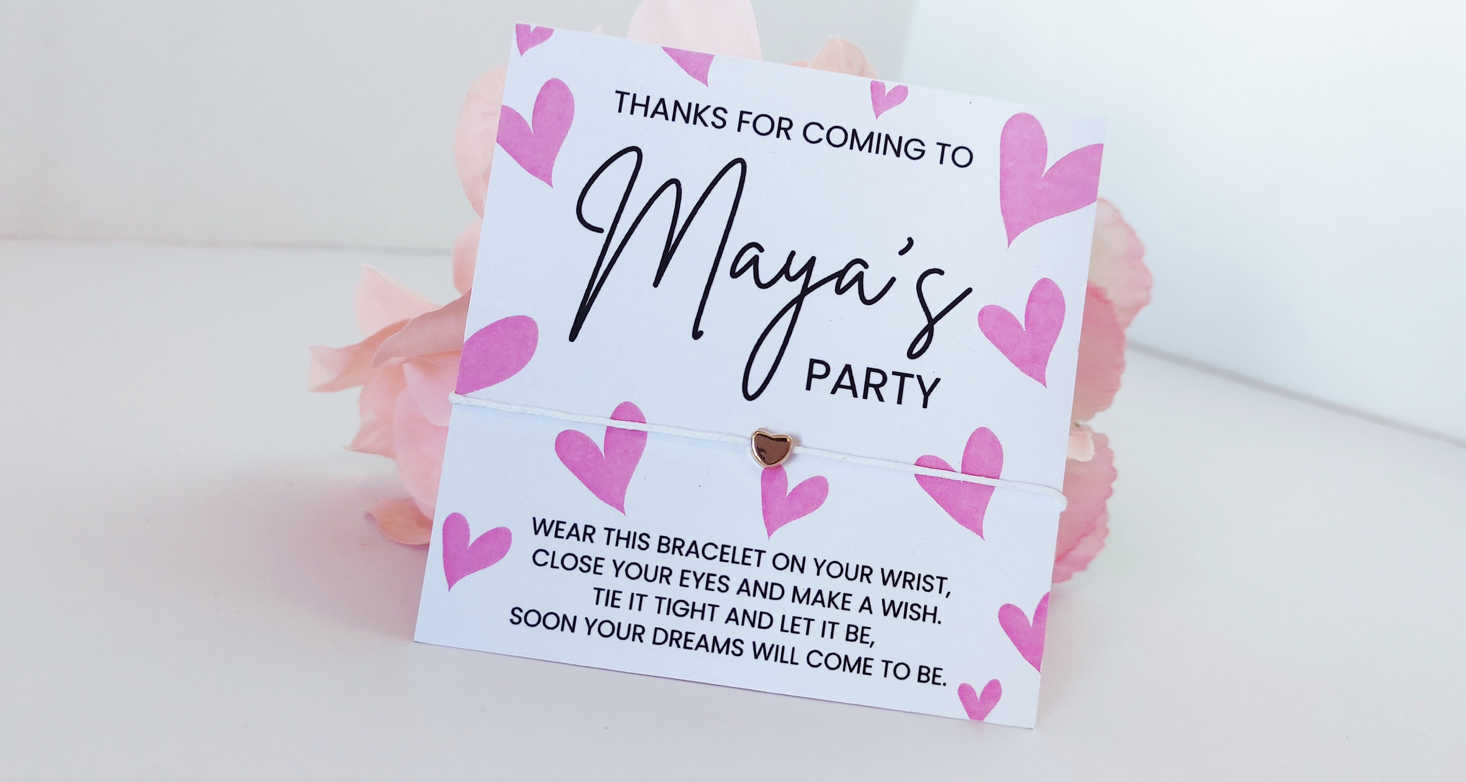 Personalized Heart Wish Bracelet Party Favors