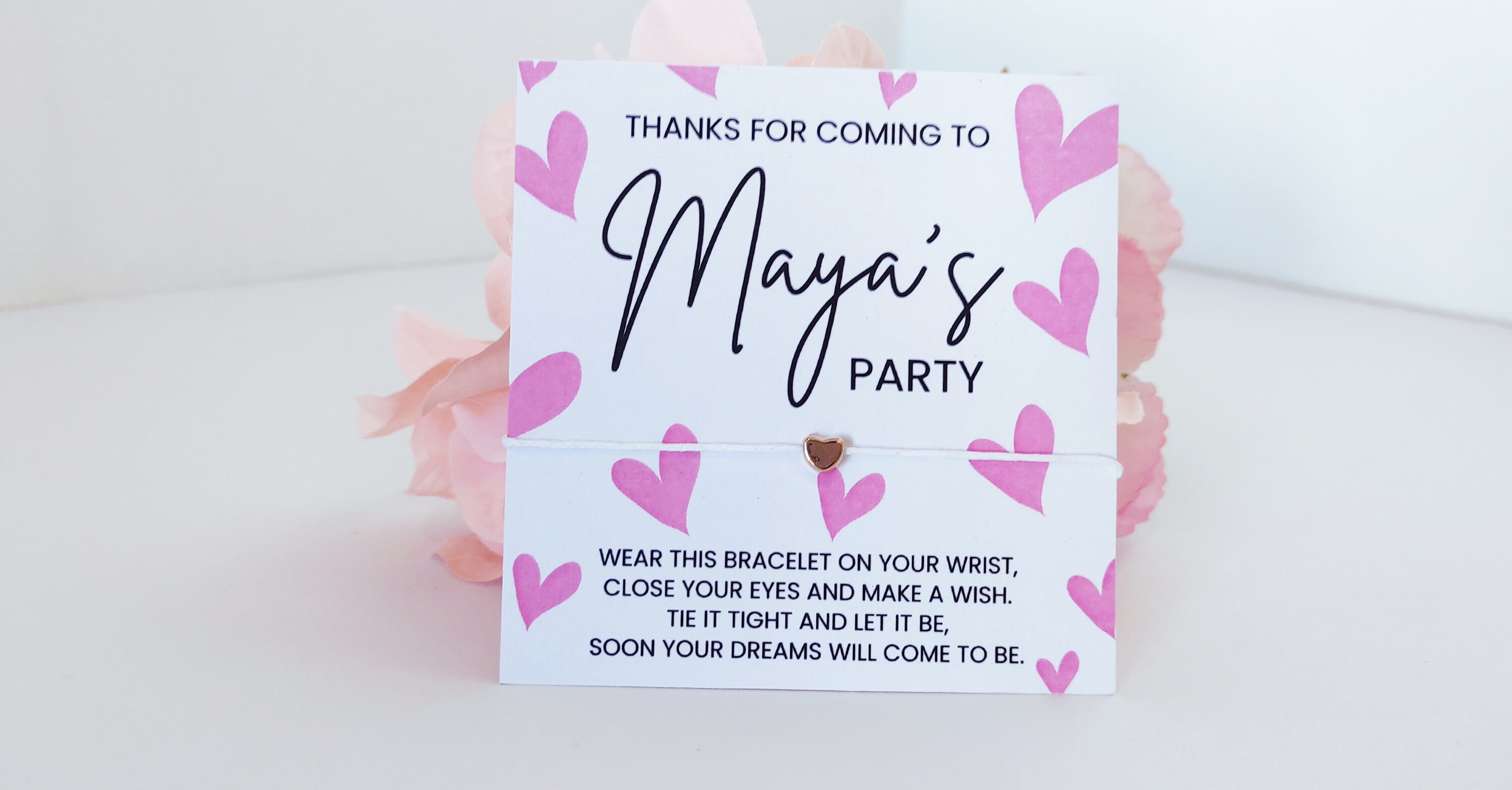 Personalized Heart Wish Bracelet Party Favors