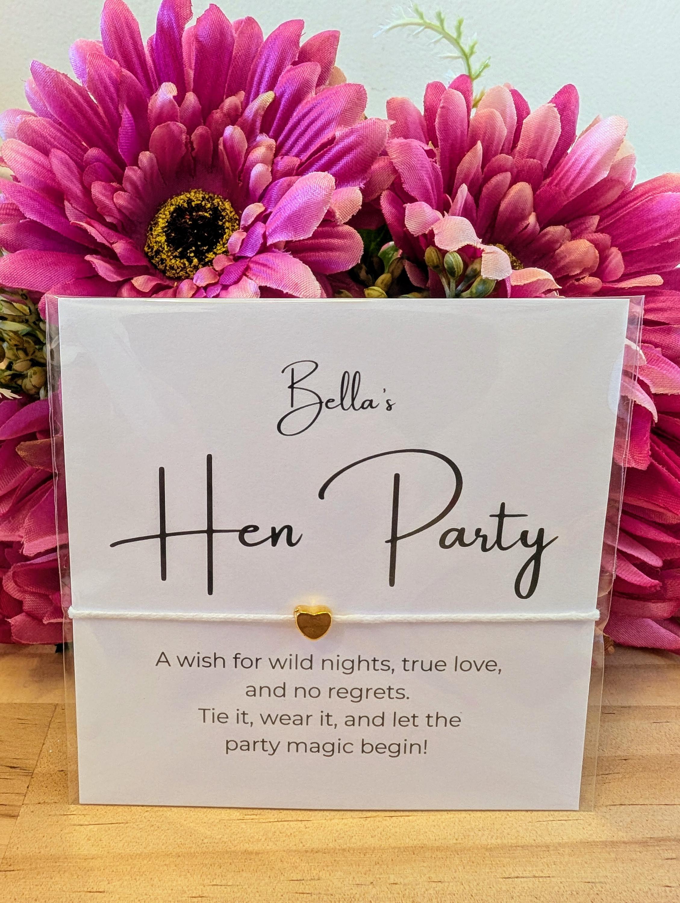 Personalized Hen Party Wish Bracelet Favors