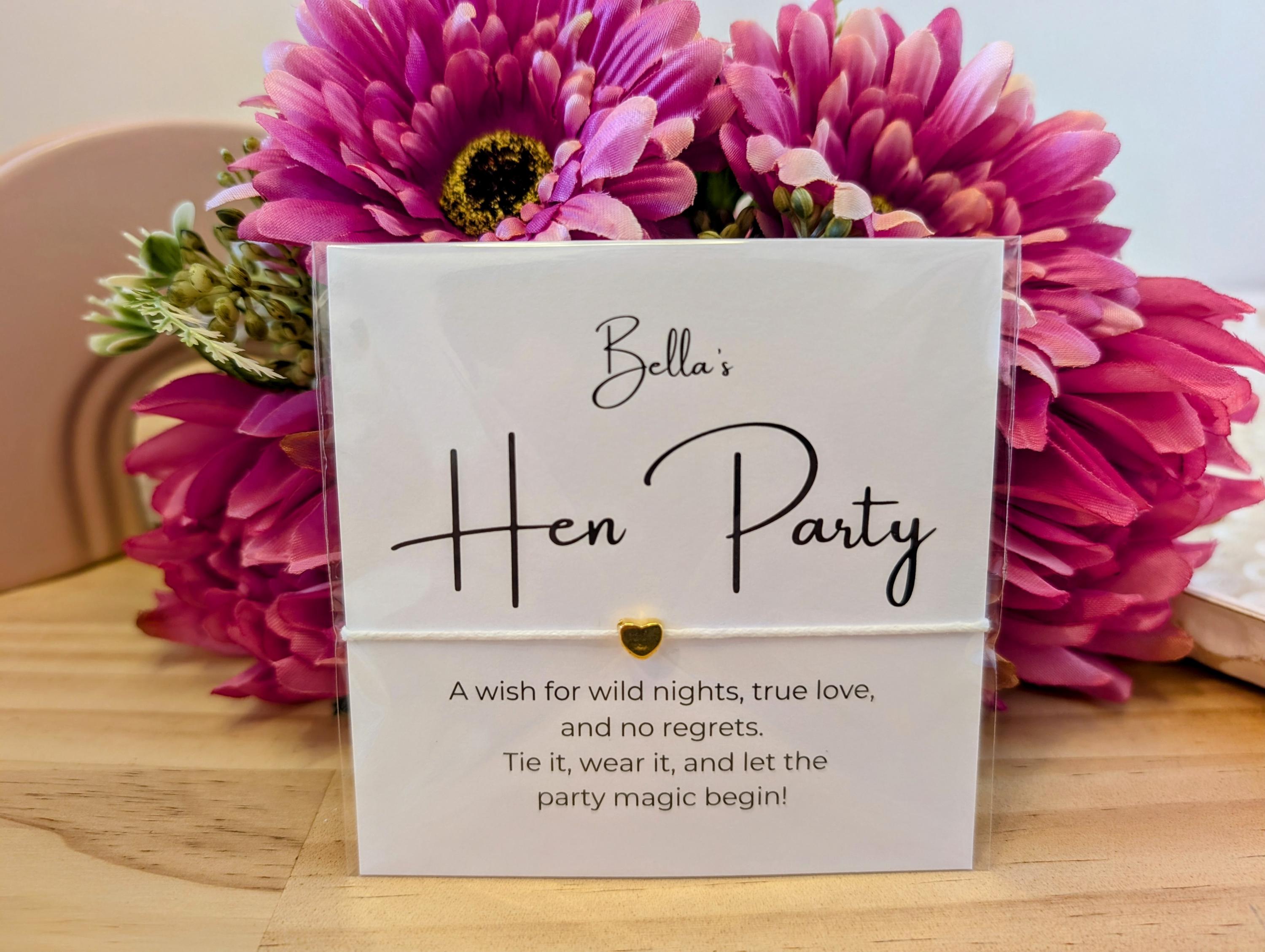 Personalized Hen Party Wish Bracelet Favors