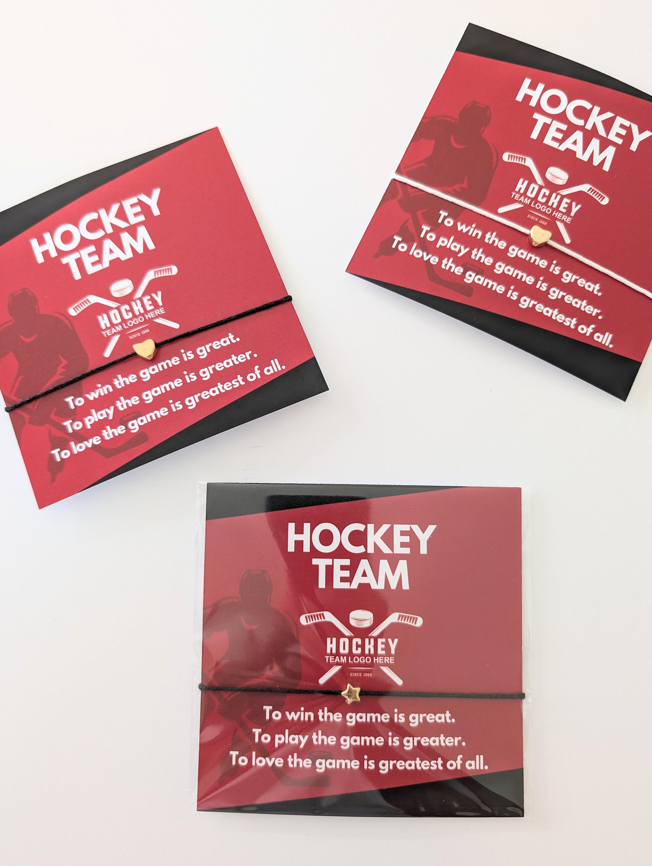Personalized Hockey Team Bracelet Cards