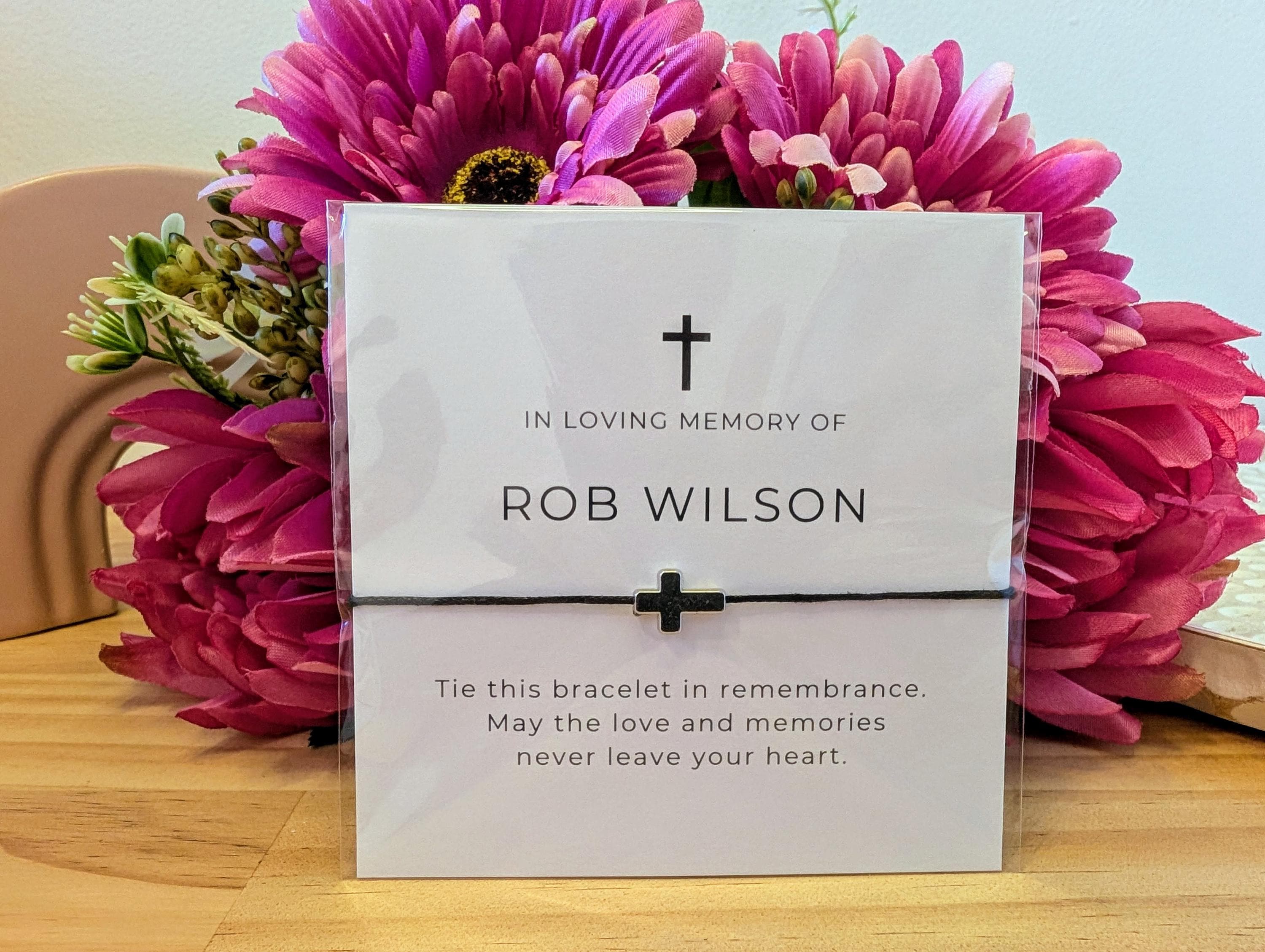 Personalized Memorial Cross Bracelet Favor